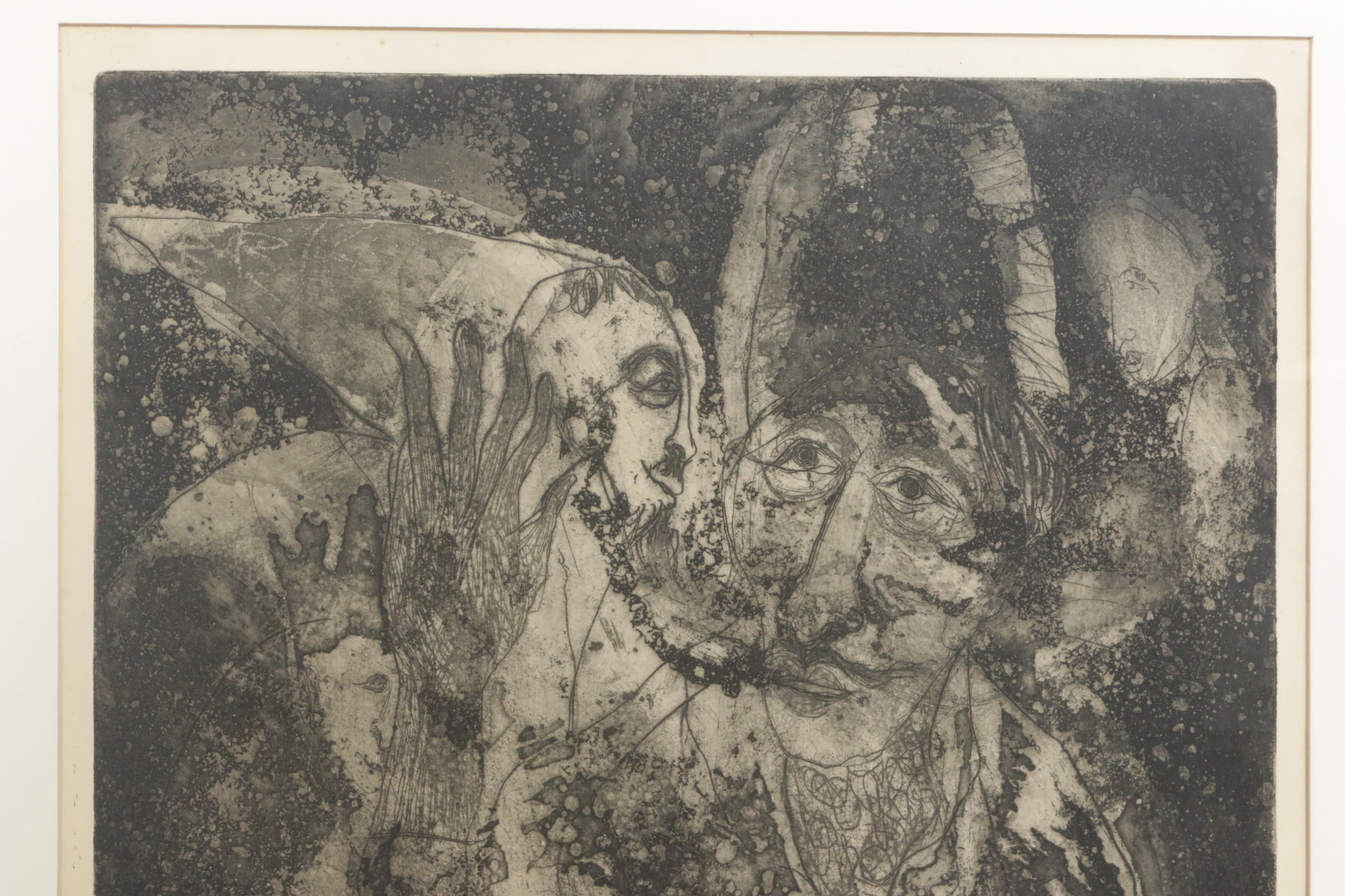 Amanda Kaiser Etching "Ancell Redwine, the Frenchman's Indian"