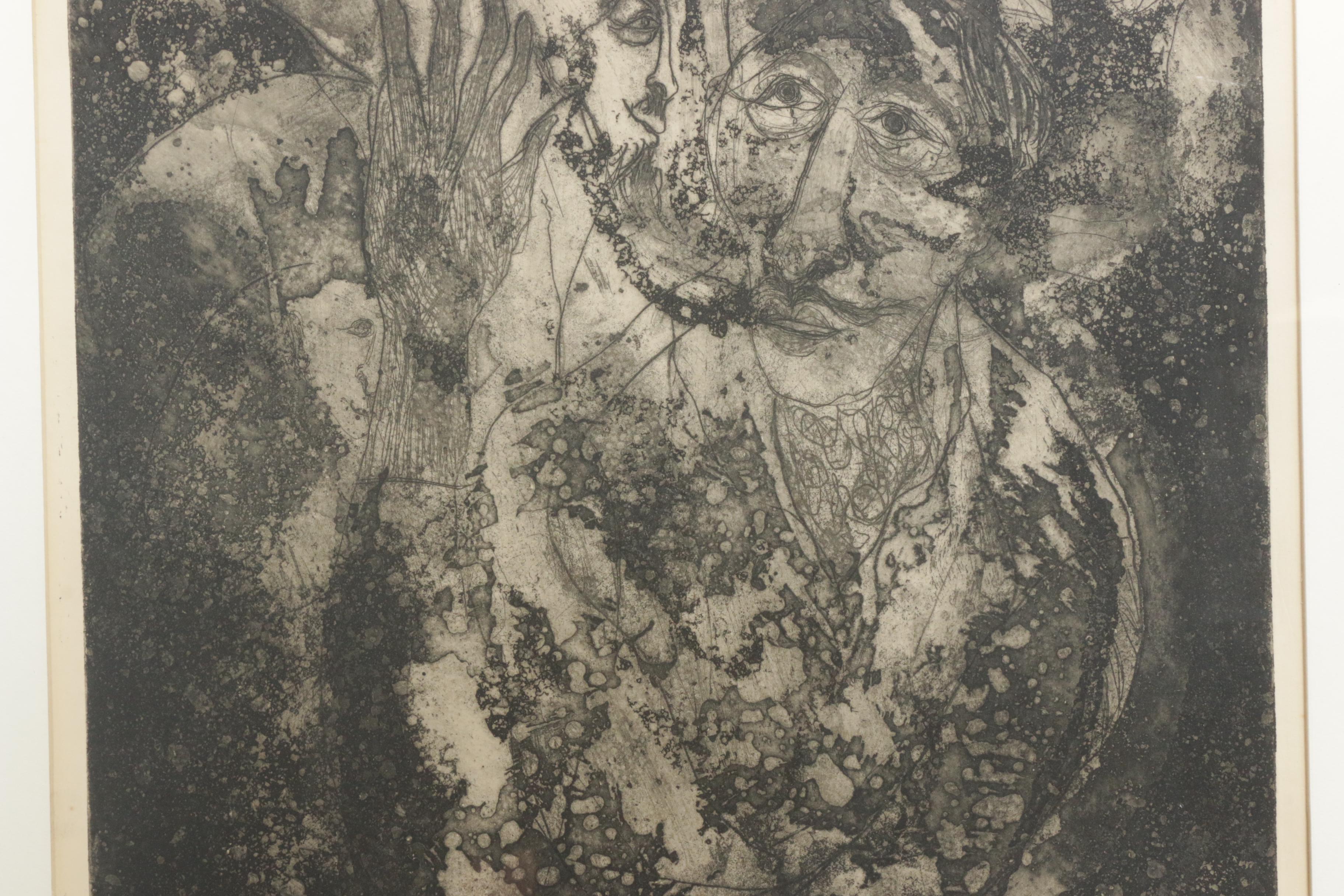 Amanda Kaiser Etching "Ancell Redwine, the Frenchman's Indian"