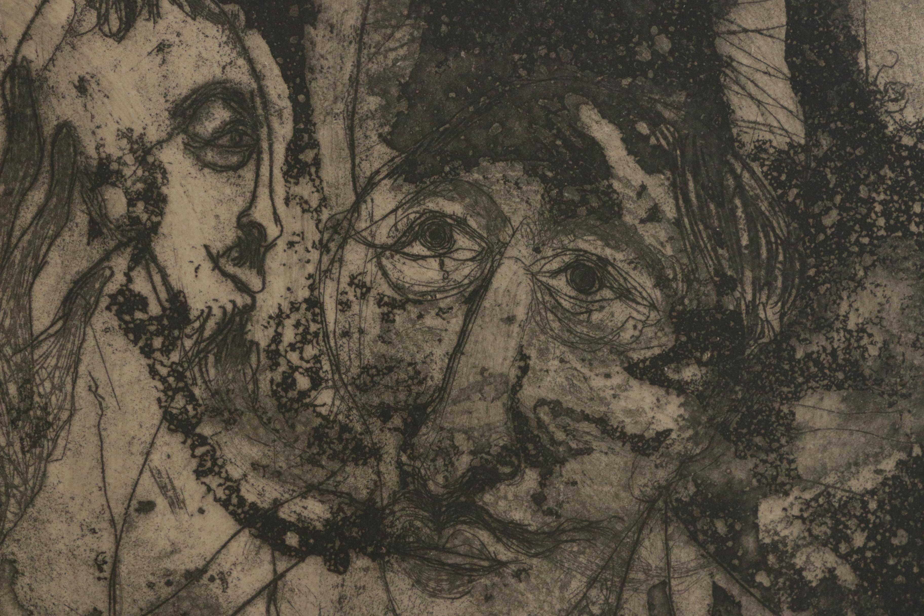 Amanda Kaiser Etching "Ancell Redwine, the Frenchman's Indian"