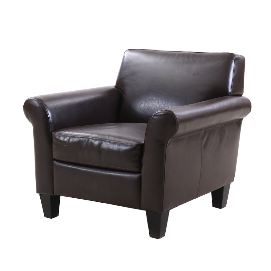Contemporary Dark Brown Faux Leather Armchair