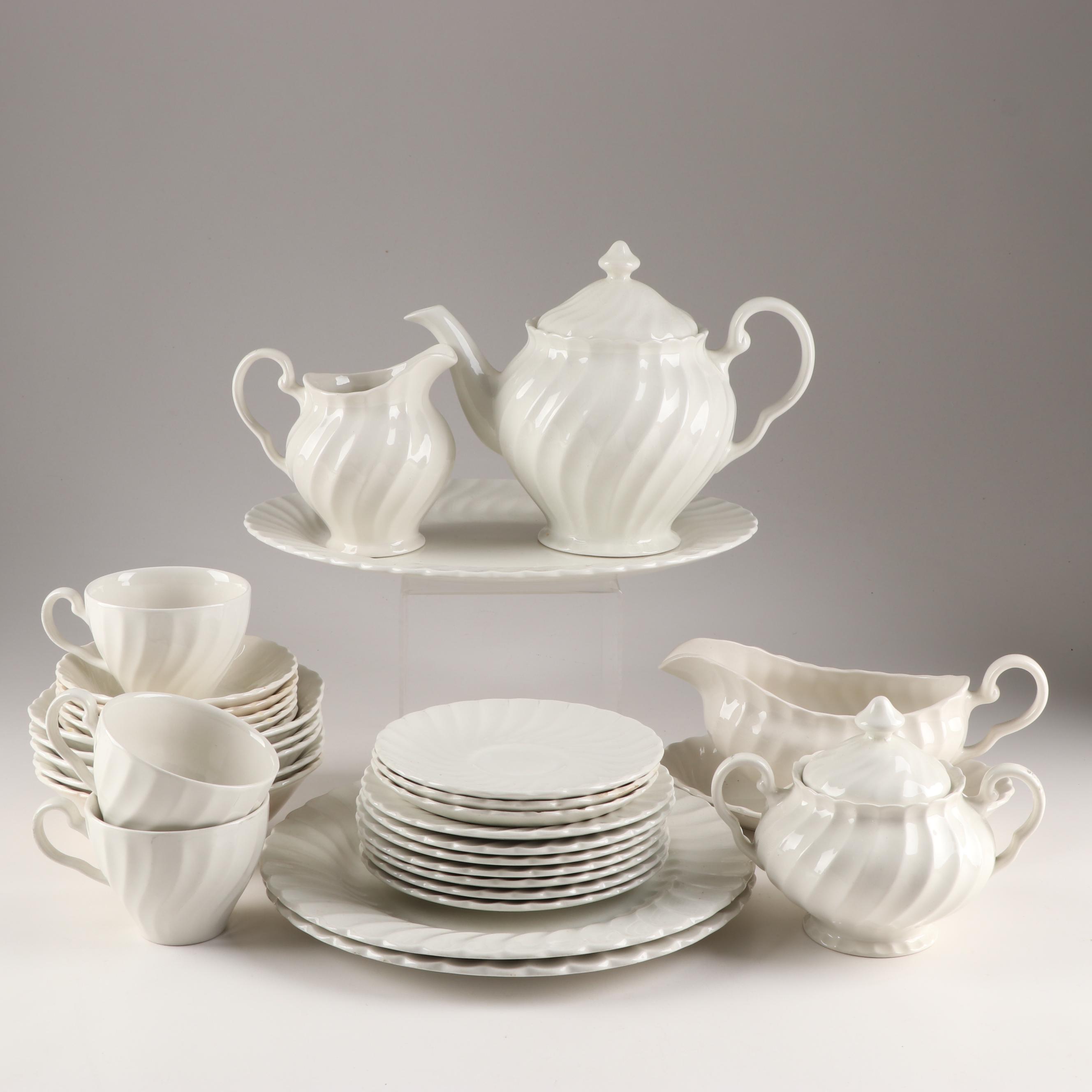 Johnson Brothers "Regency" White Swirled Dinnerware