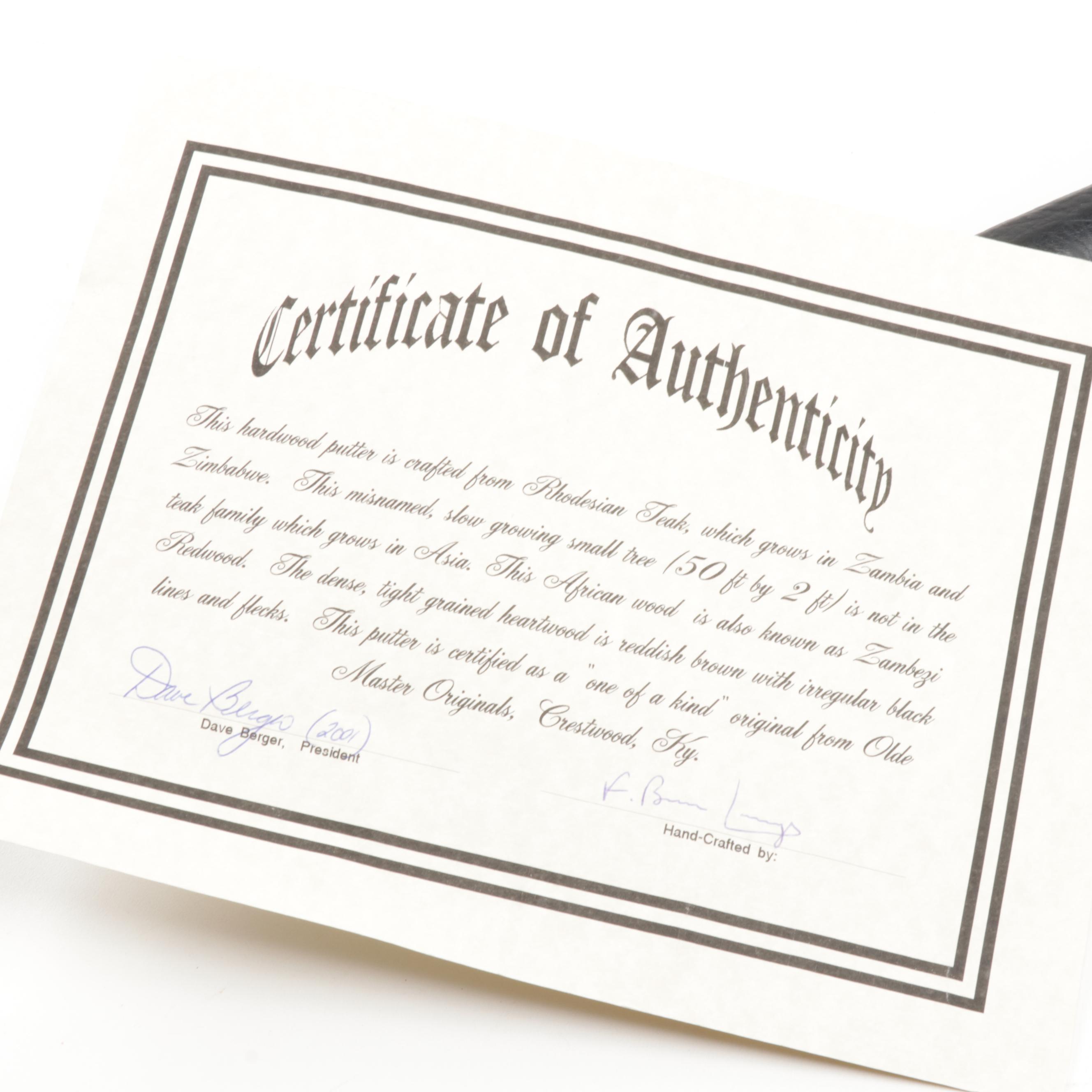 Olde Master Original Zambezi Redwood & Rhodesian Teak Putter Golf Club