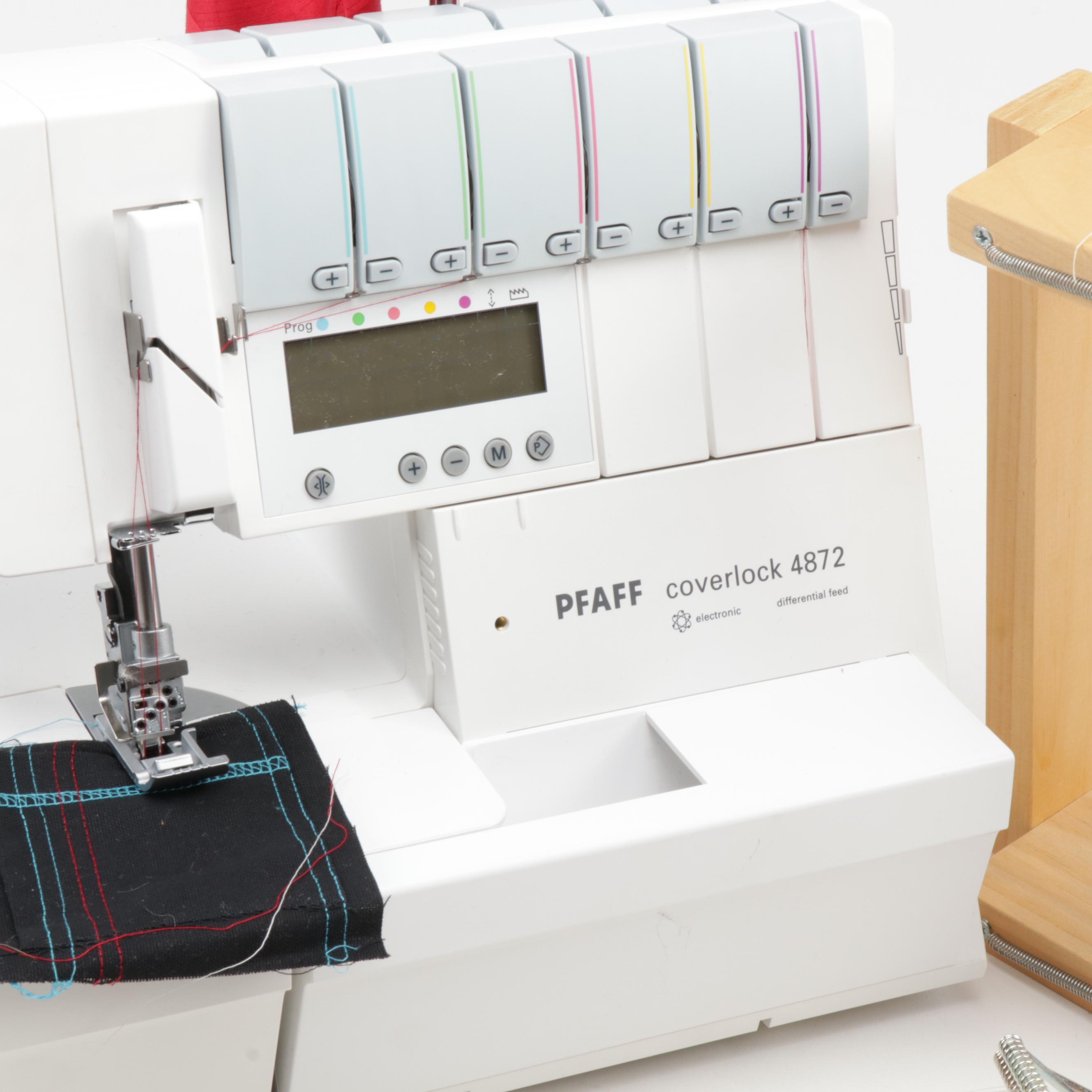 Pfaff Coverlock 4872 Serger Sewing Machine & Wooden Hand Looms