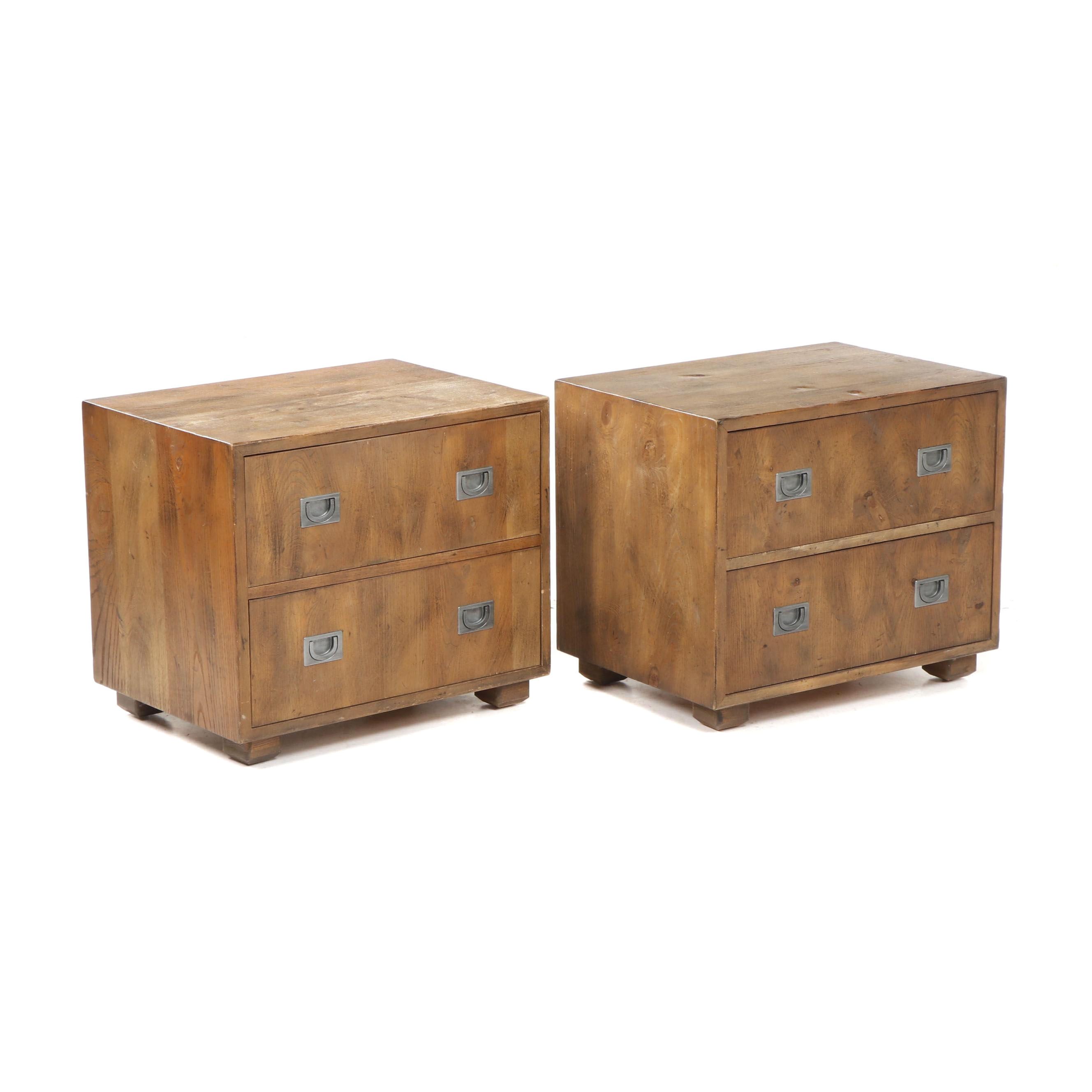 Vintage Henredon "Circa 76" Ash Campaign Style Nightstands
