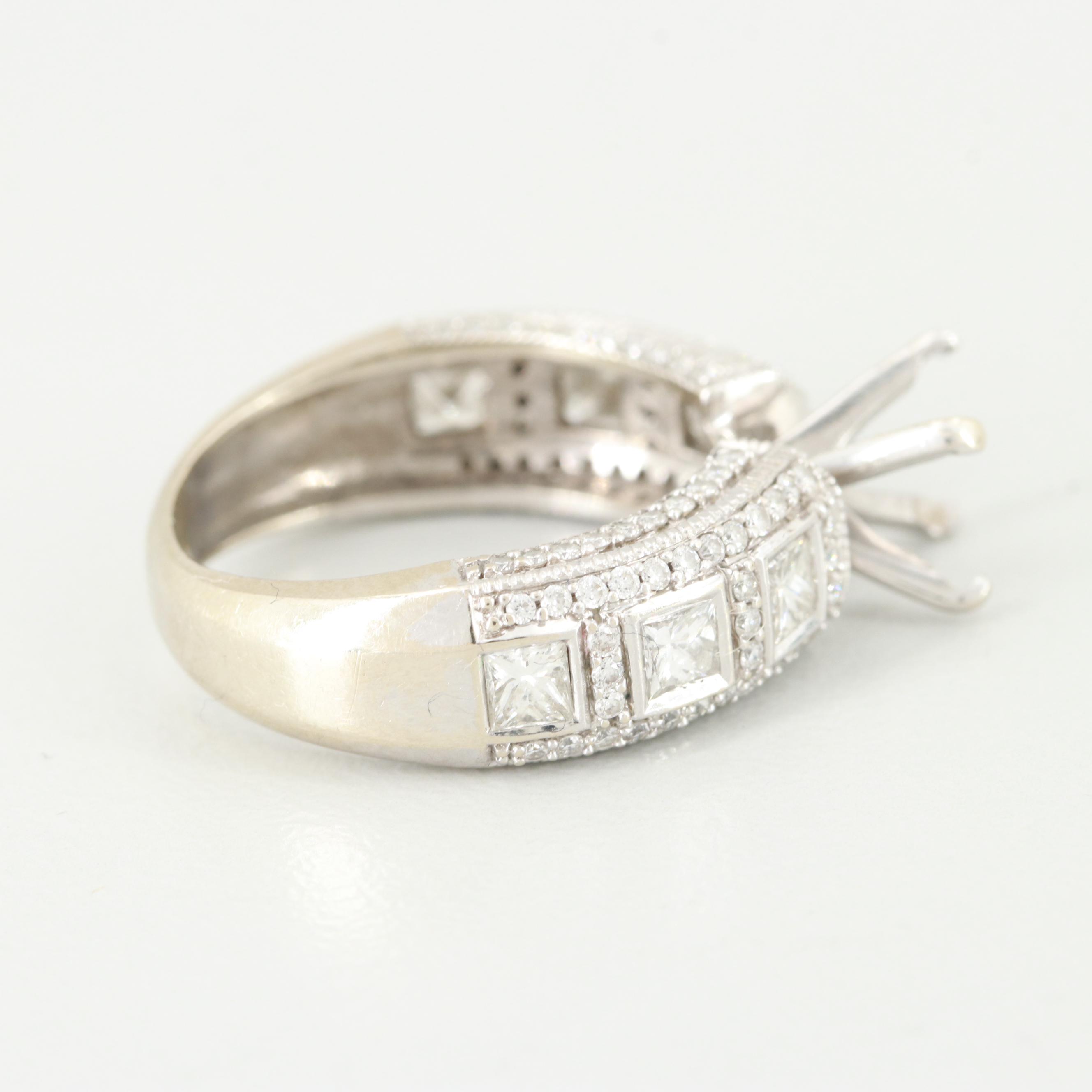 14K White Gold Diamond Semi Mount Ring