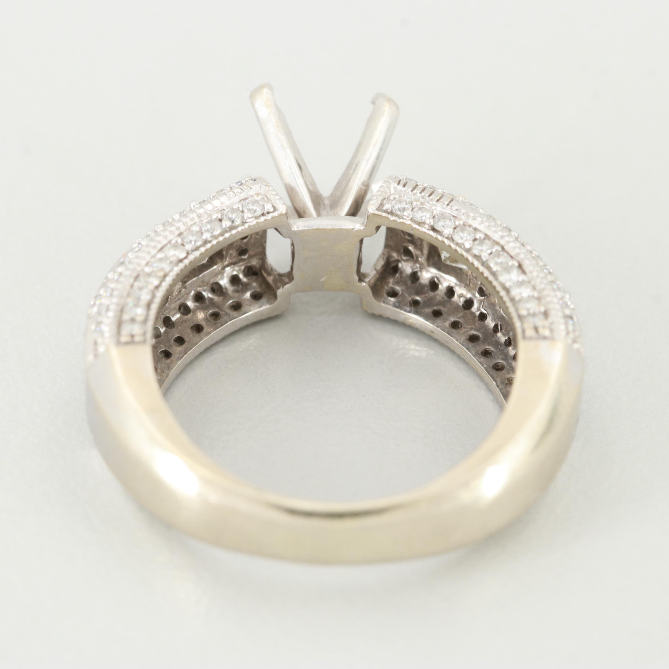 14K White Gold Diamond Semi Mount Ring