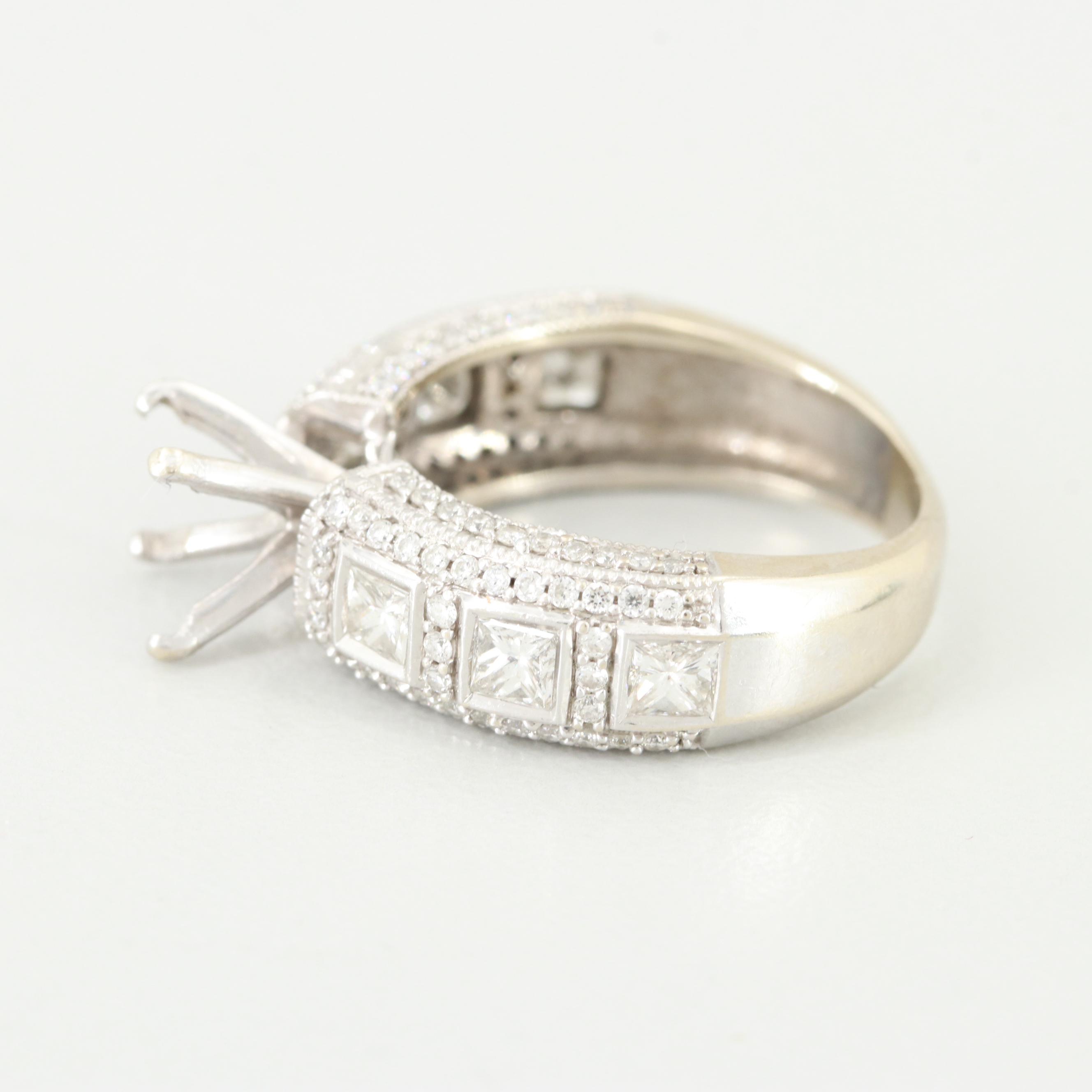 14K White Gold Diamond Semi Mount Ring