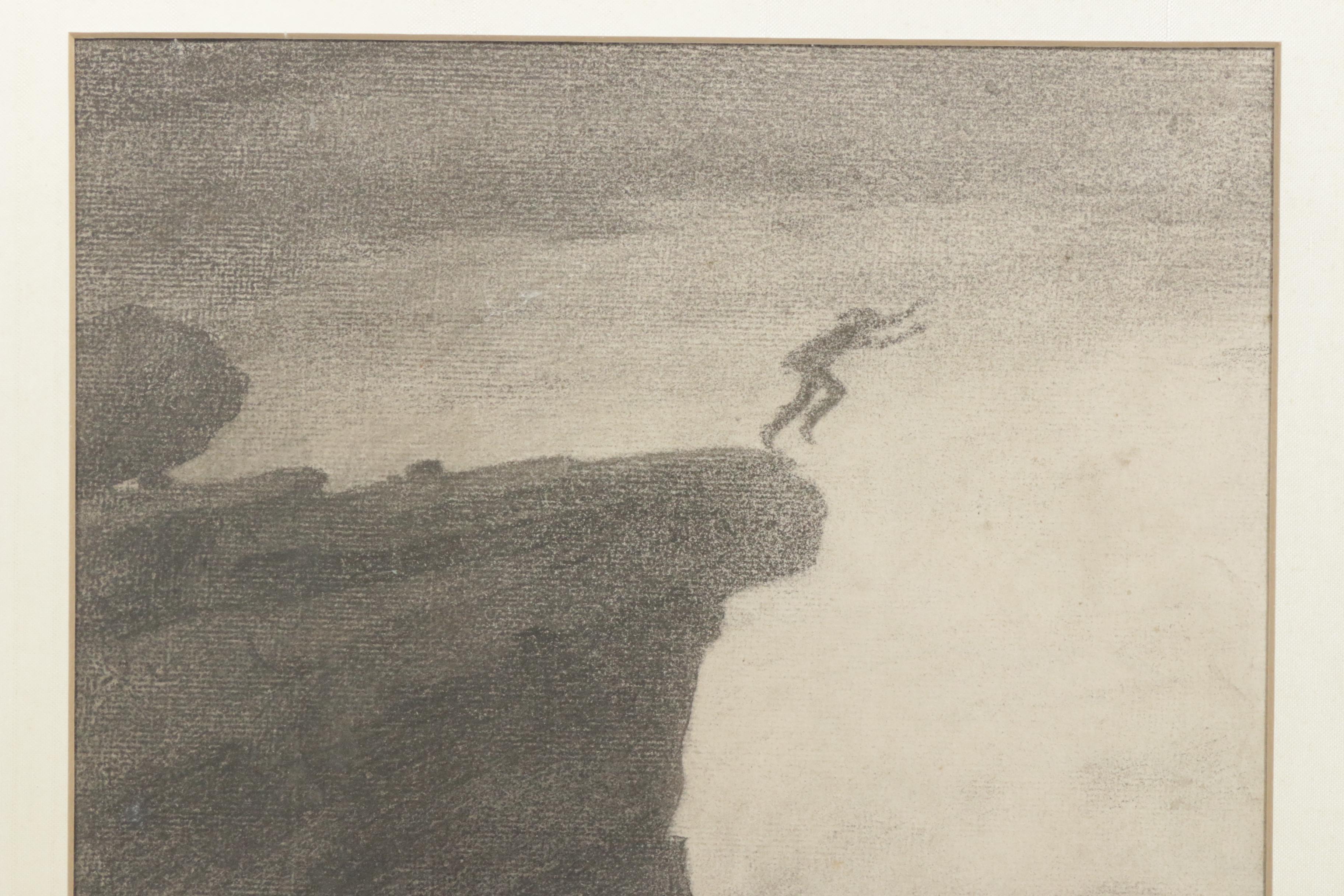 Charles C. Curran Charcoal Drawing "The Legend of Sam's Point"