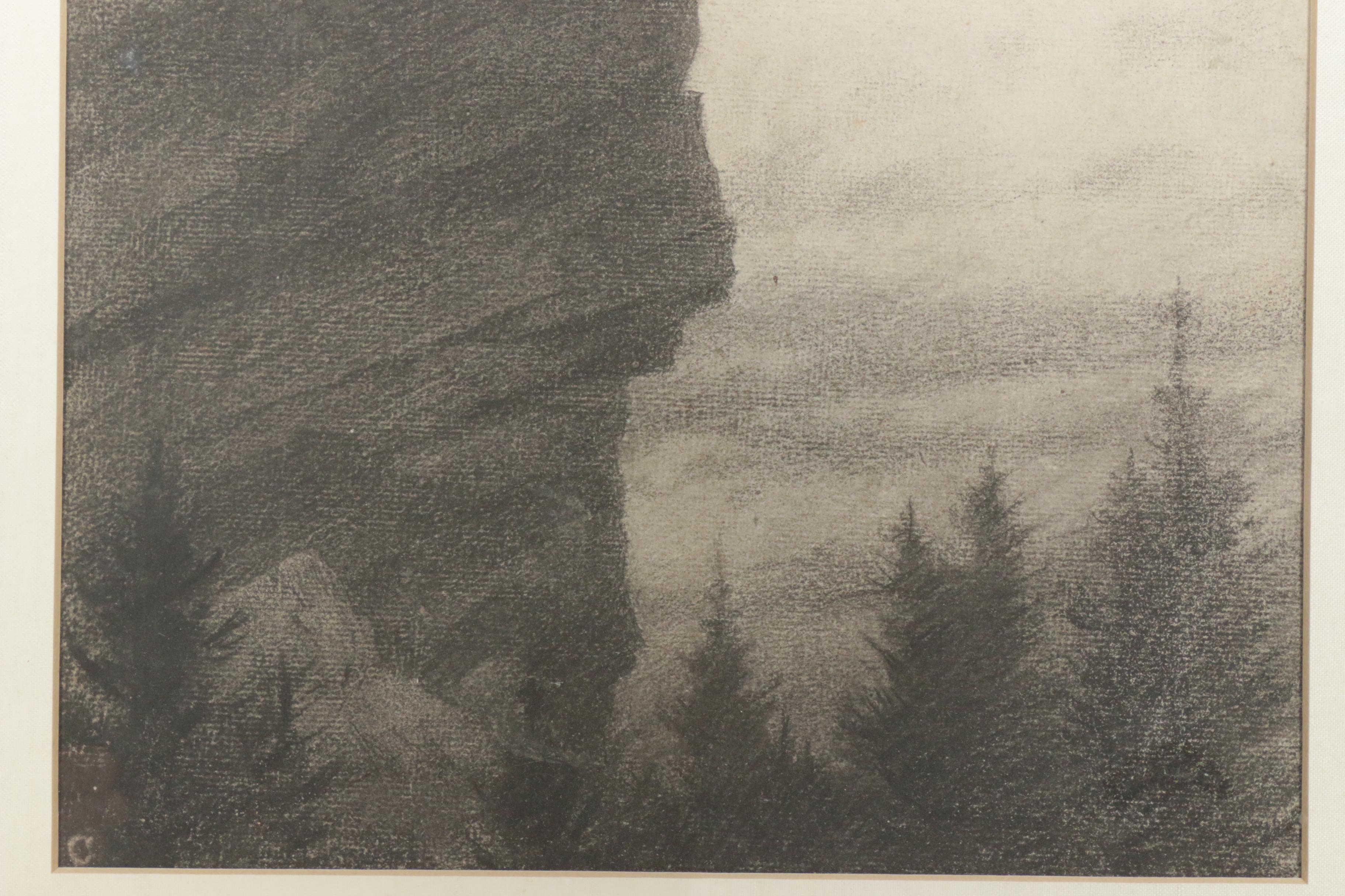 Charles C. Curran Charcoal Drawing "The Legend of Sam's Point"