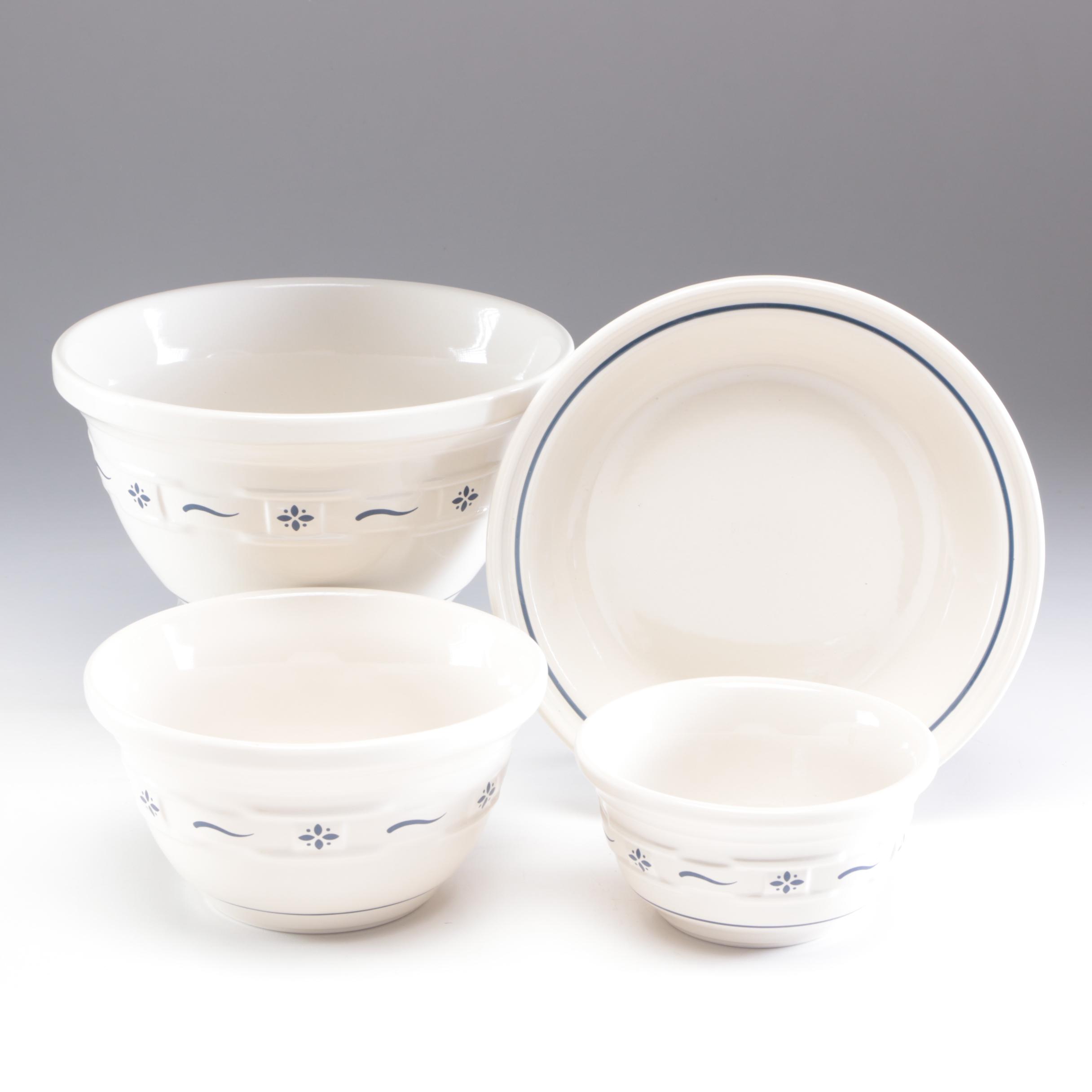 Longaberger Pottery "Woven Traditions" Baking Dish and Mixing Bowls