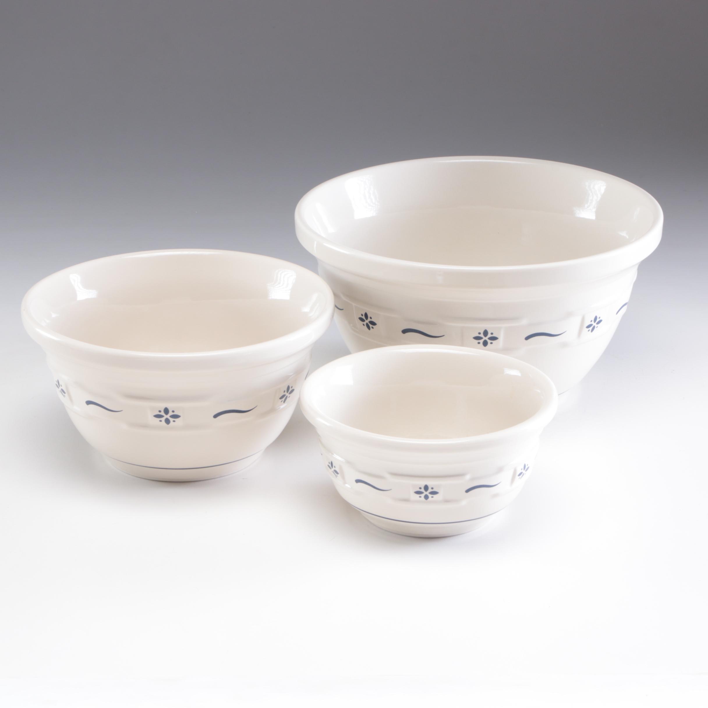 Longaberger Pottery "Woven Traditions" Baking Dish and Mixing Bowls