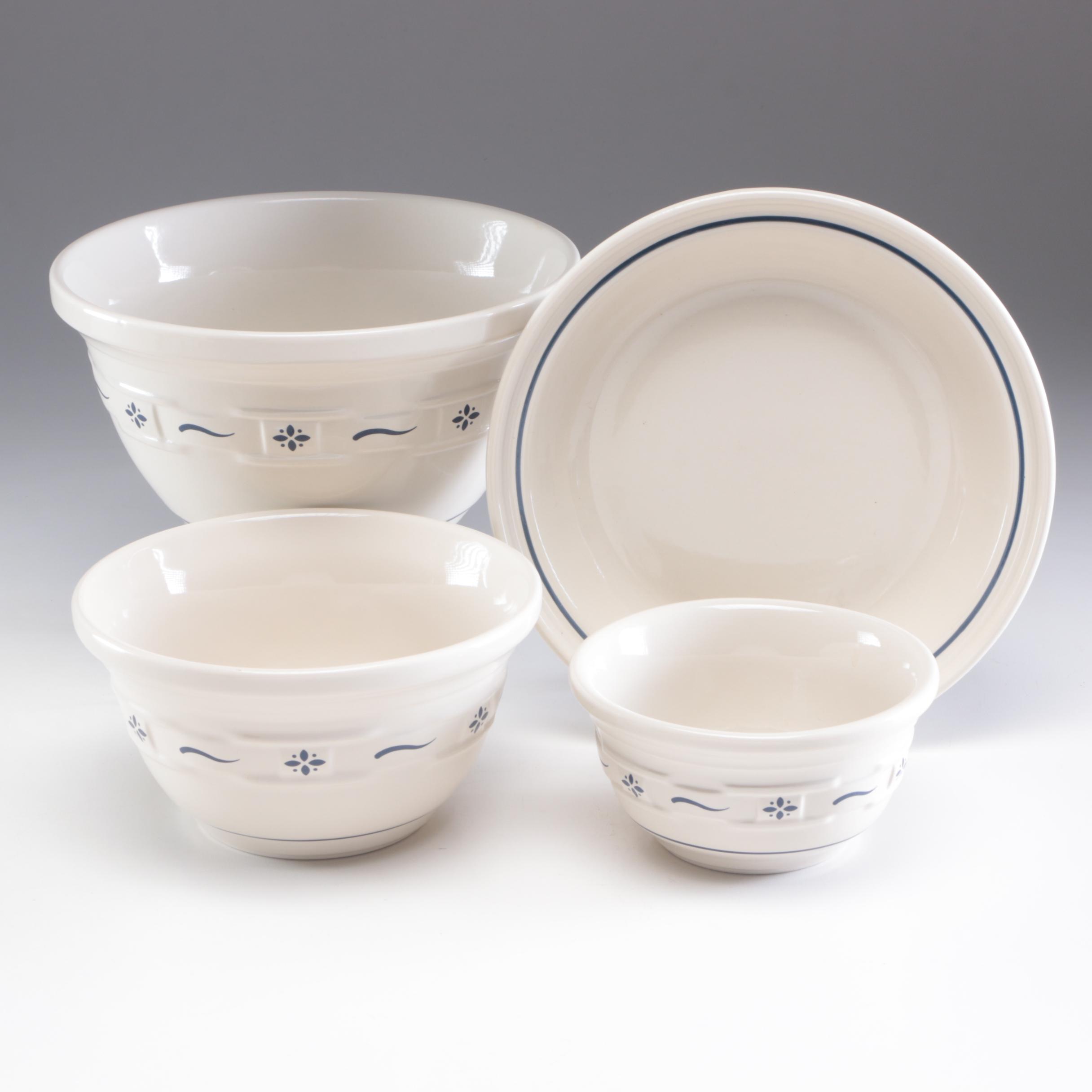 Longaberger Pottery "Woven Traditions" Baking Dish and Mixing Bowls