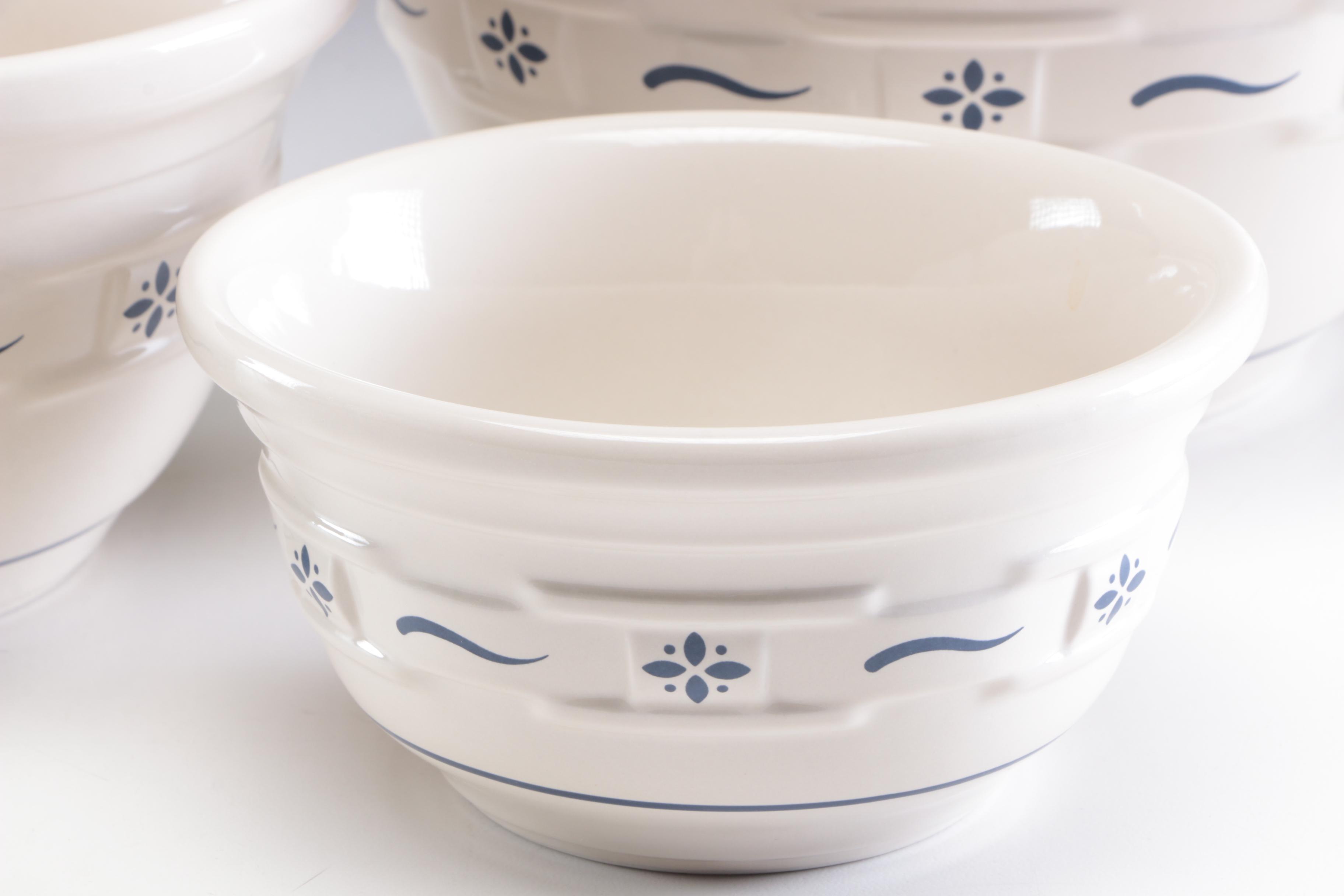 Longaberger Pottery "Woven Traditions" Baking Dish and Mixing Bowls