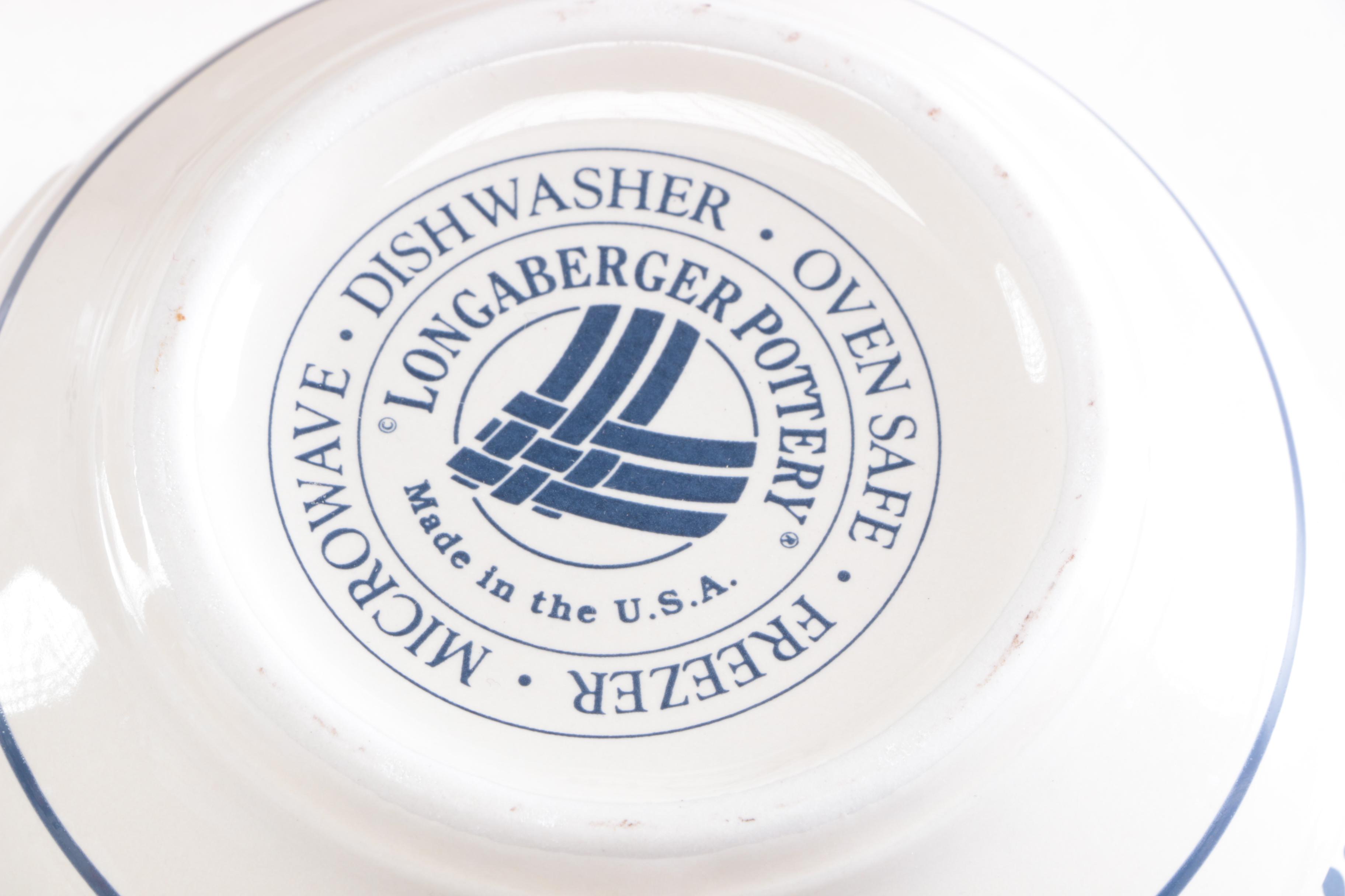 Longaberger Pottery "Woven Traditions" Baking Dish and Mixing Bowls