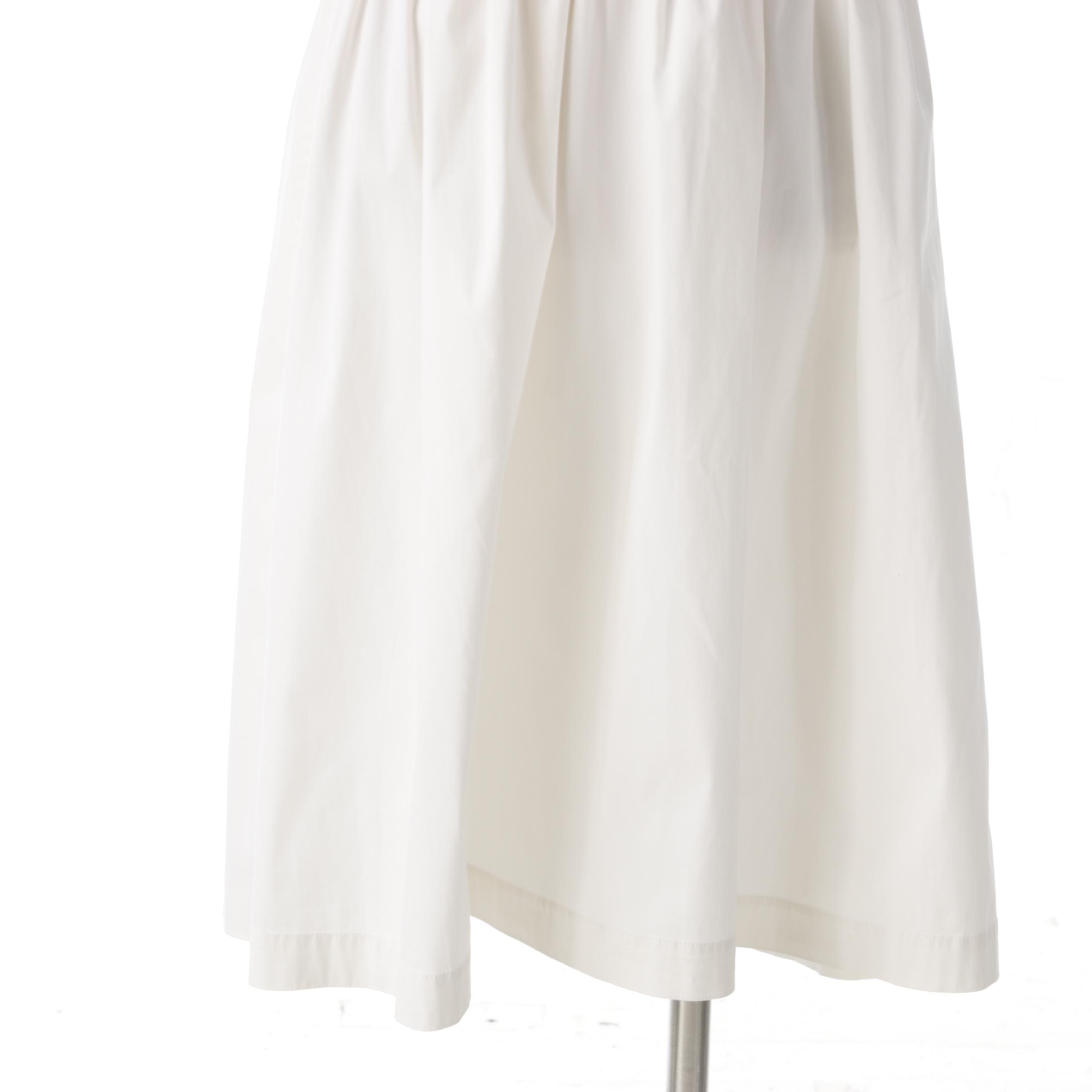 Prada White Cotton Blend V-Neck Sleeveless Shirtwaist Dress