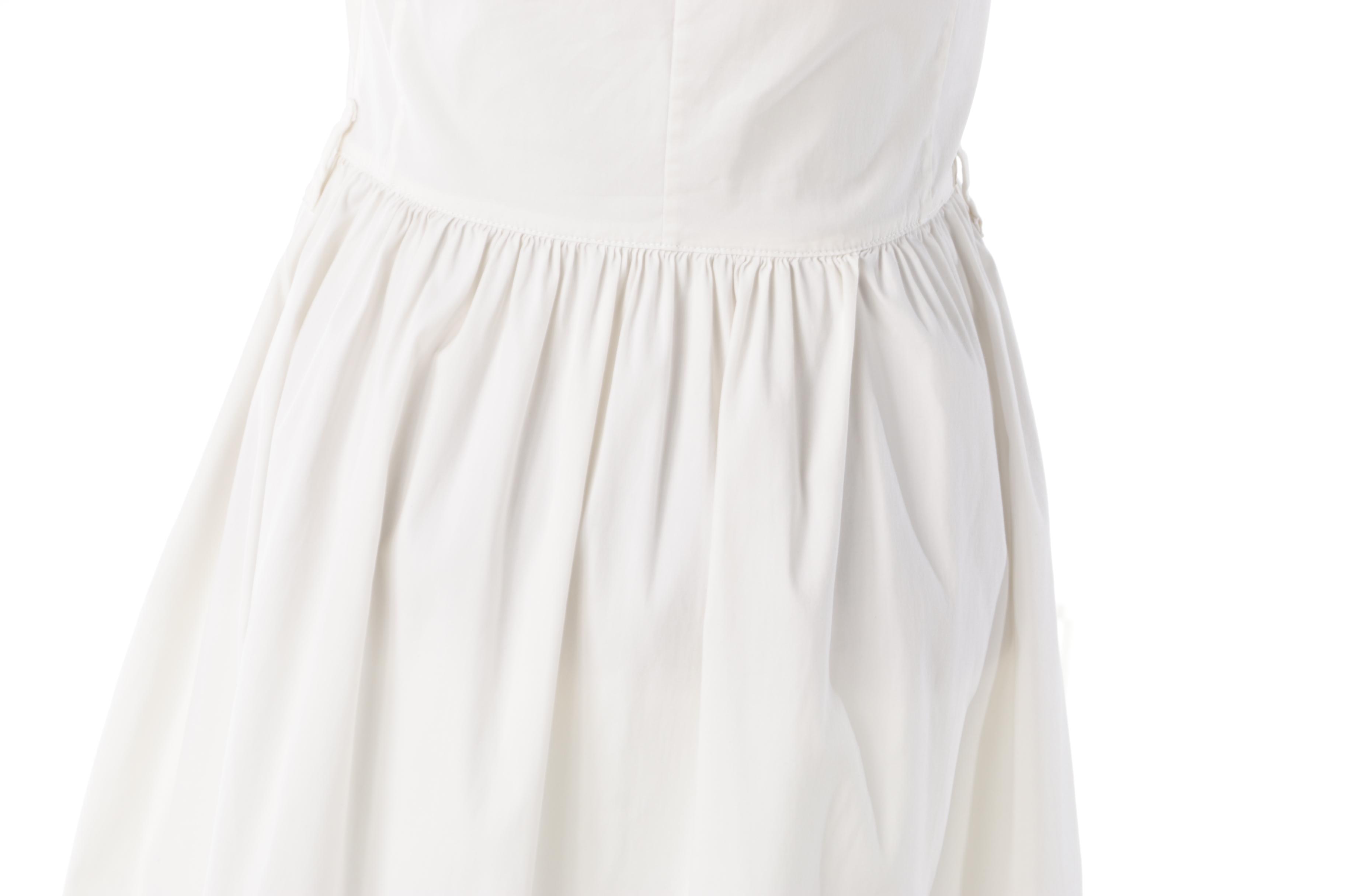 Prada White Cotton Blend V-Neck Sleeveless Shirtwaist Dress