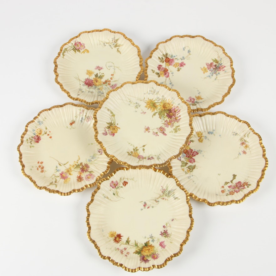 Royal Worcester Blush Ivory Porcelain Salad Plates, 1896