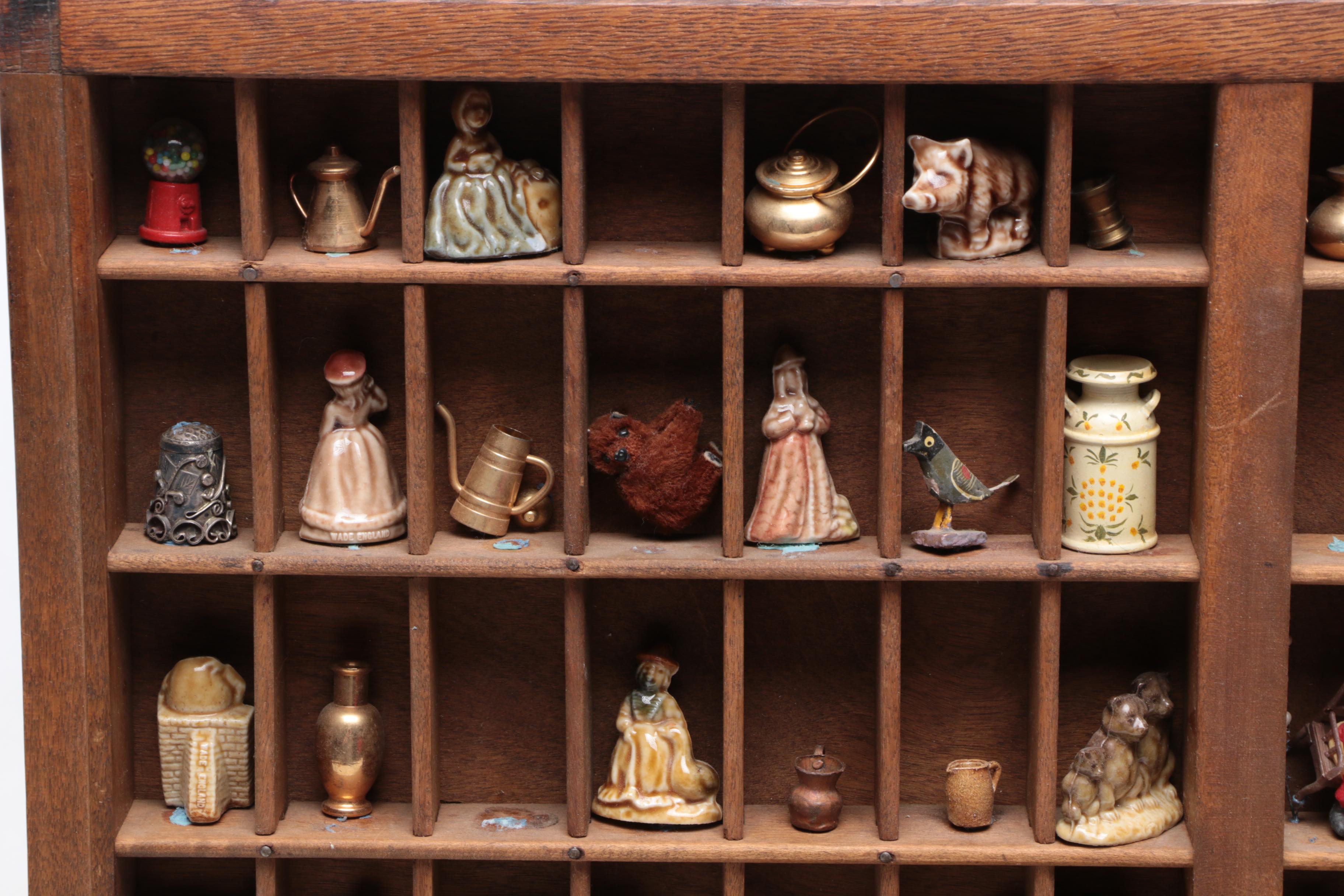 The Carrom Co. Wooden Printer's Typeset Tray with Miniatures and Chalkboard Set
