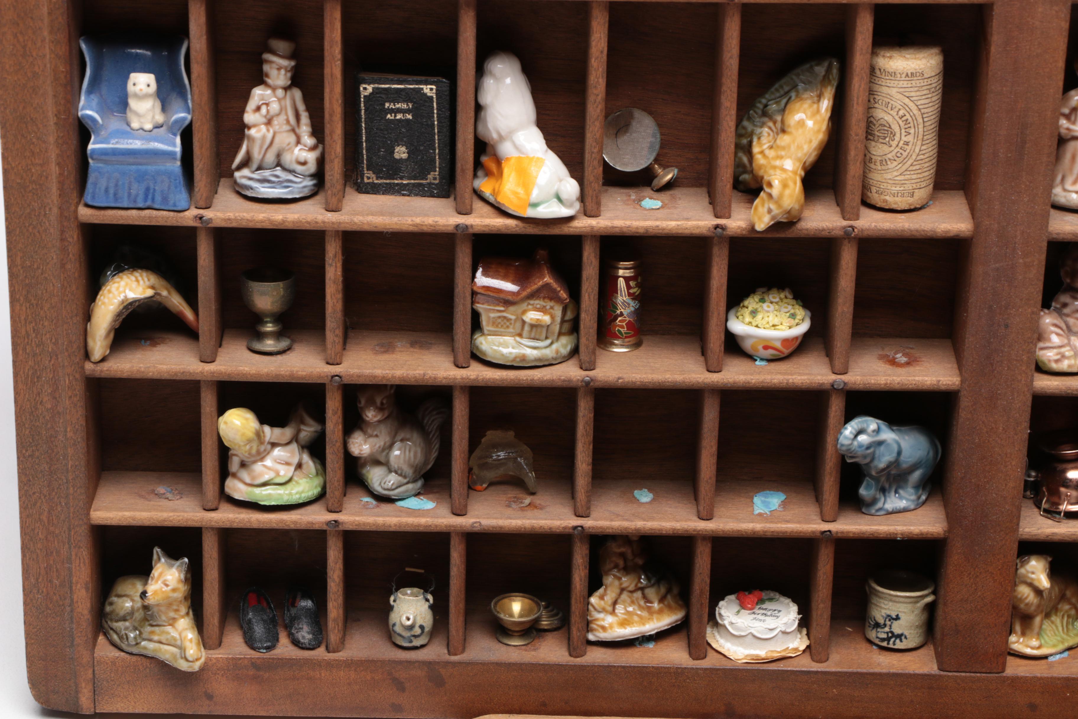 The Carrom Co. Wooden Printer's Typeset Tray with Miniatures and Chalkboard Set
