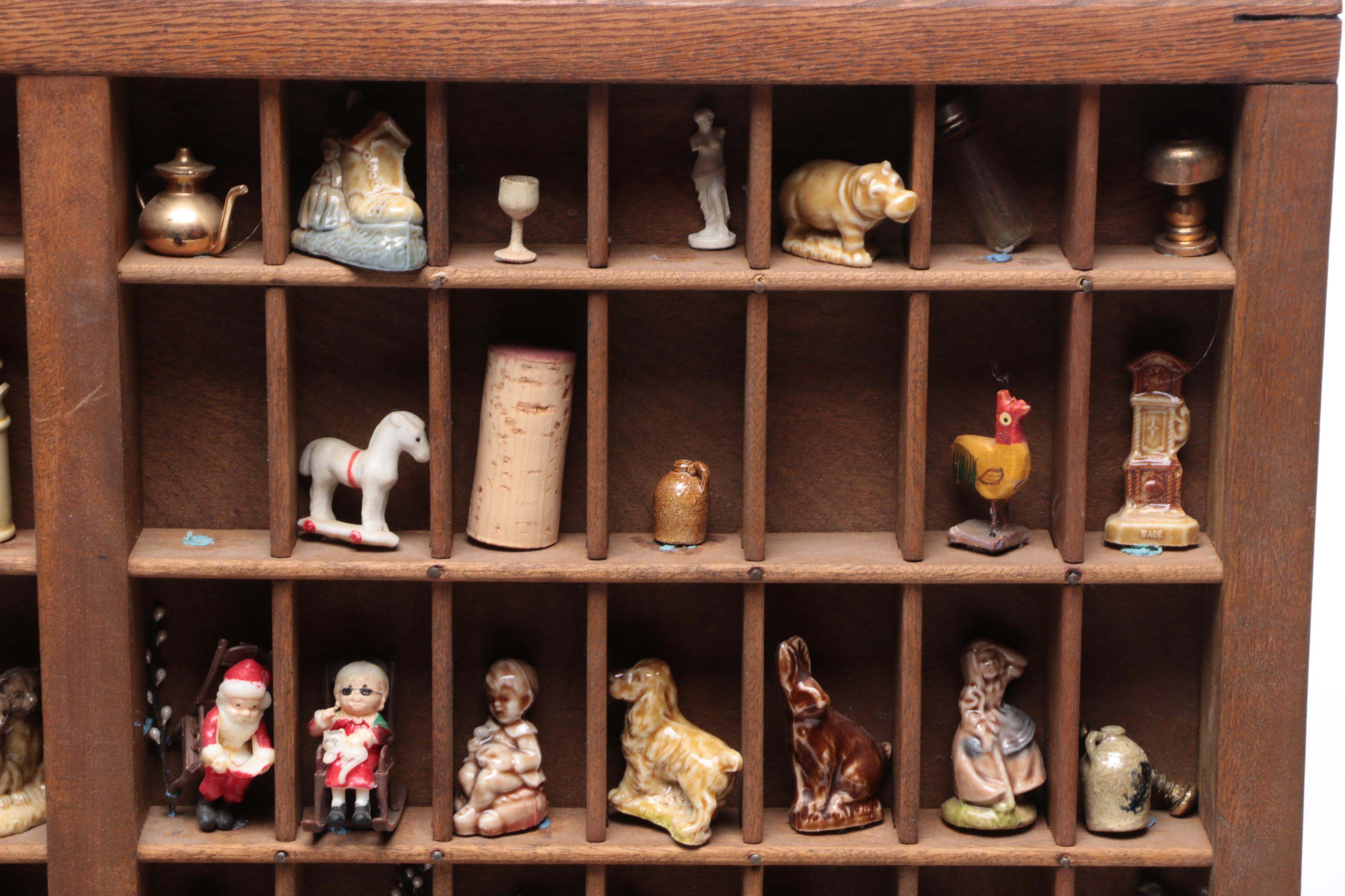 The Carrom Co. Wooden Printer's Typeset Tray with Miniatures and Chalkboard Set