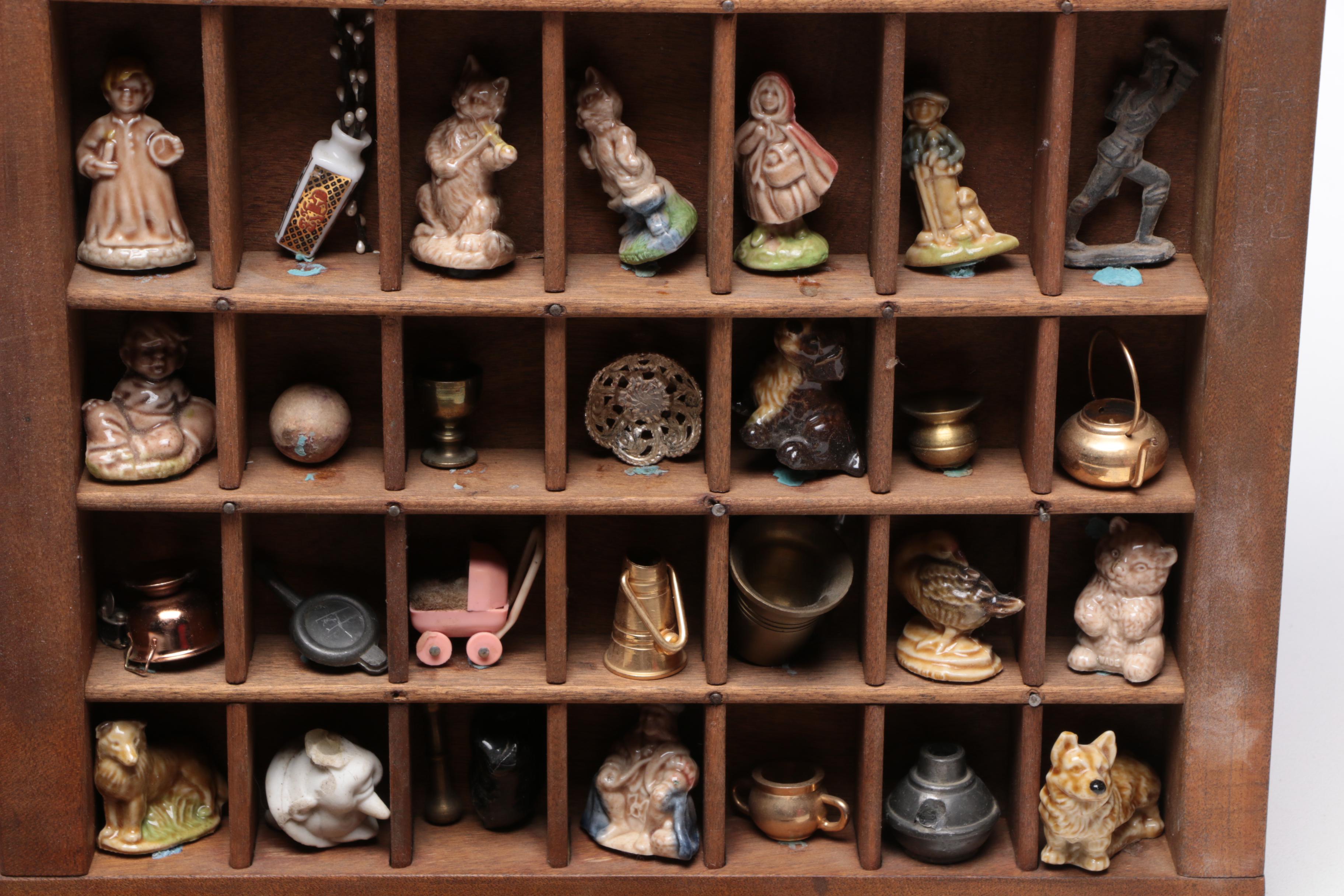 The Carrom Co. Wooden Printer's Typeset Tray with Miniatures and Chalkboard Set