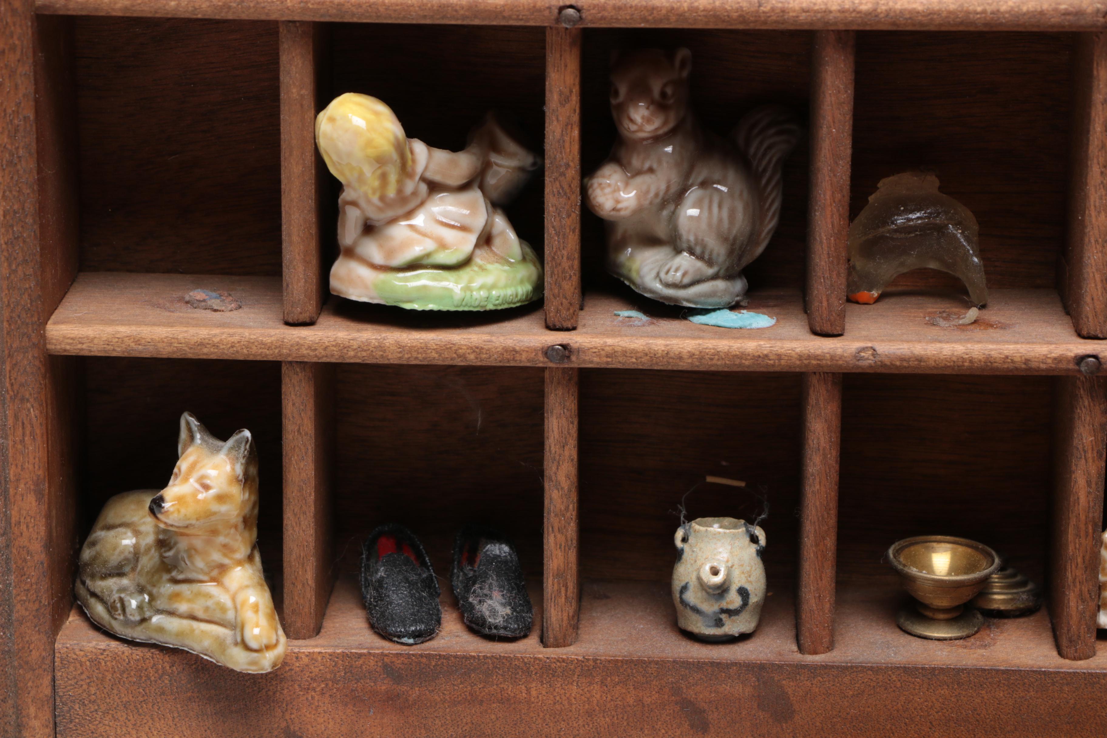 The Carrom Co. Wooden Printer's Typeset Tray with Miniatures and Chalkboard Set