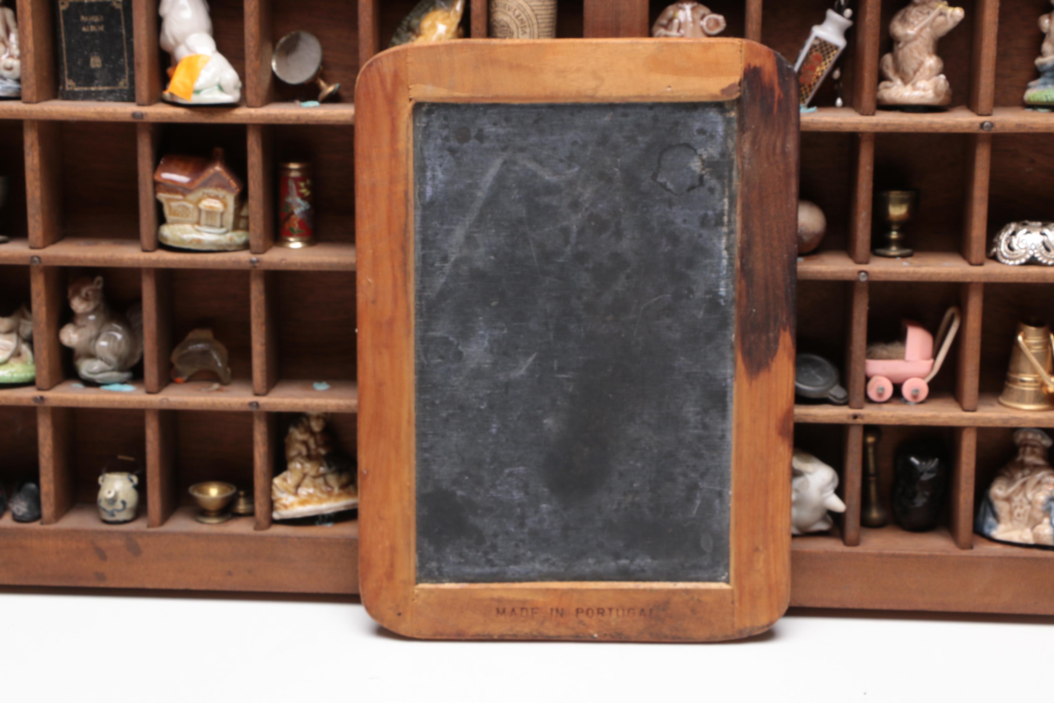 The Carrom Co. Wooden Printer's Typeset Tray with Miniatures and Chalkboard Set