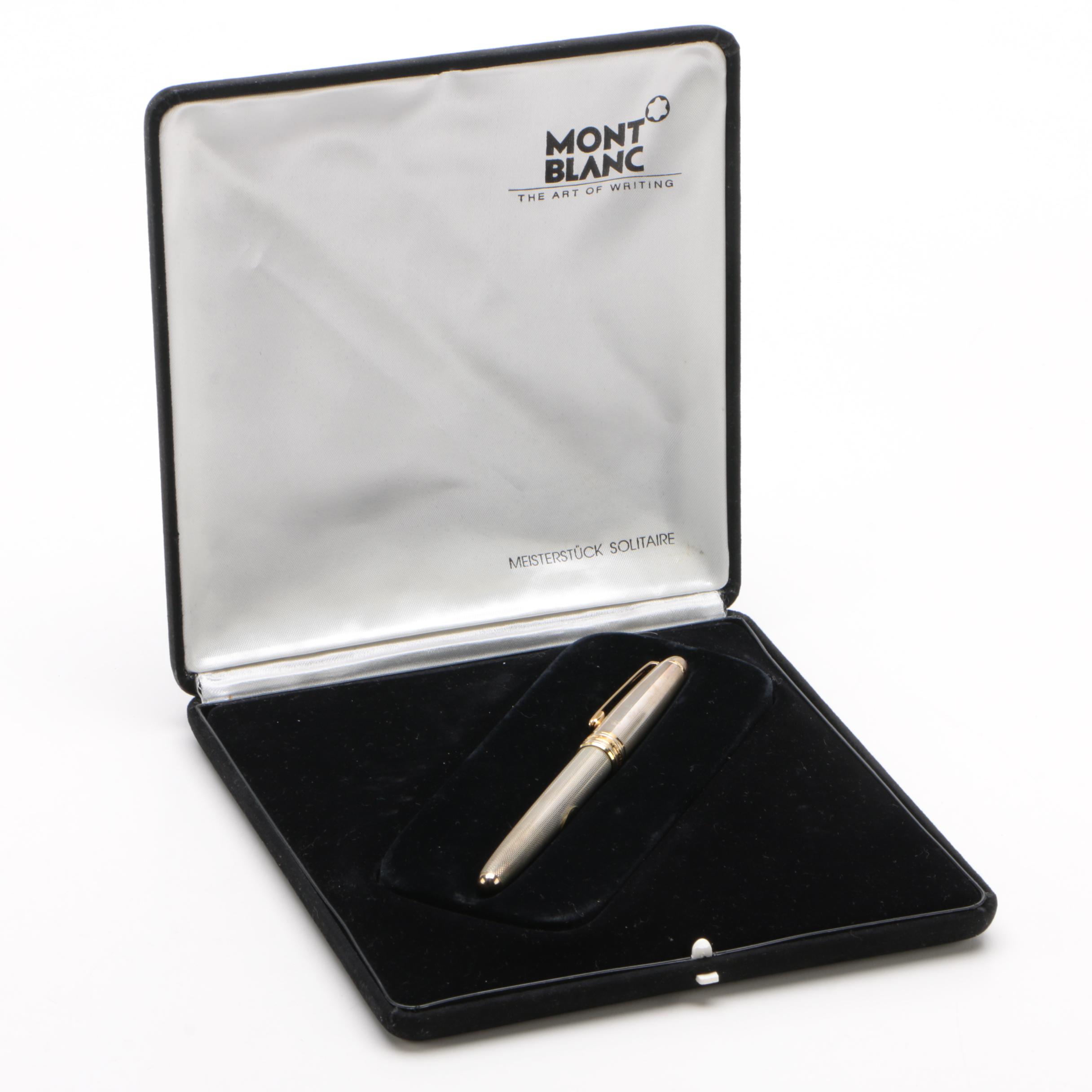 Montblanc Meisterstück Solitaire Sterling Silver Fountain Pen with Original Box