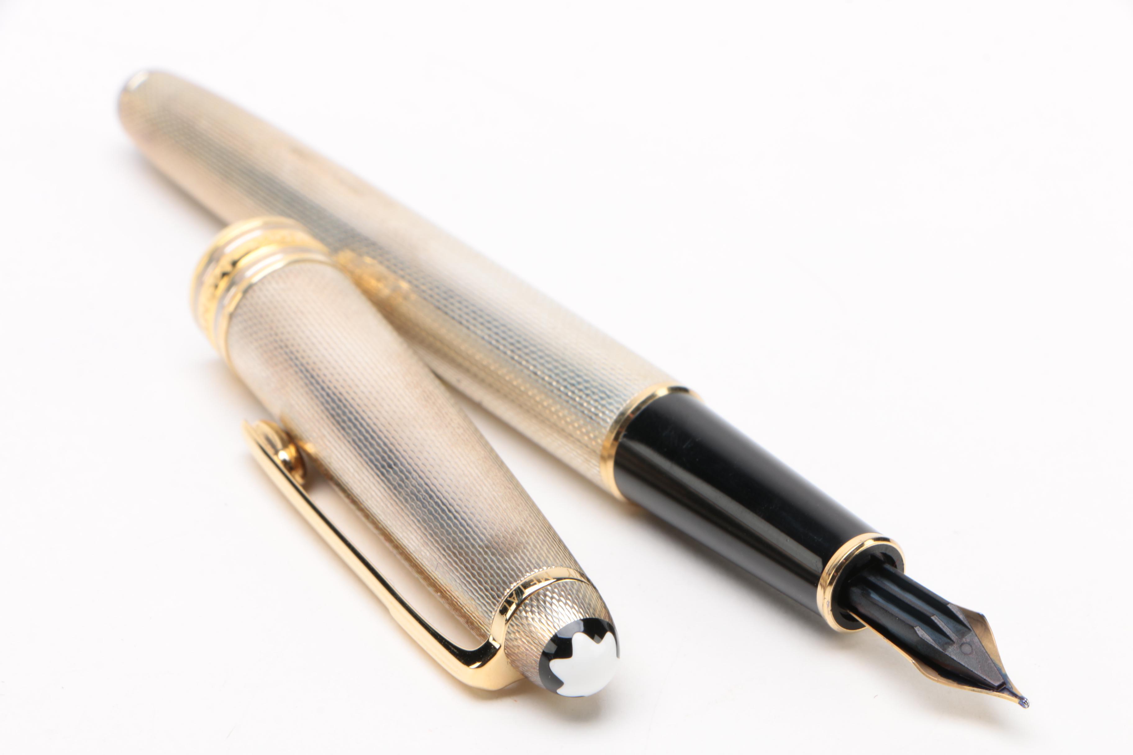 Montblanc Meisterstück Solitaire Sterling Silver Fountain Pen with Original Box