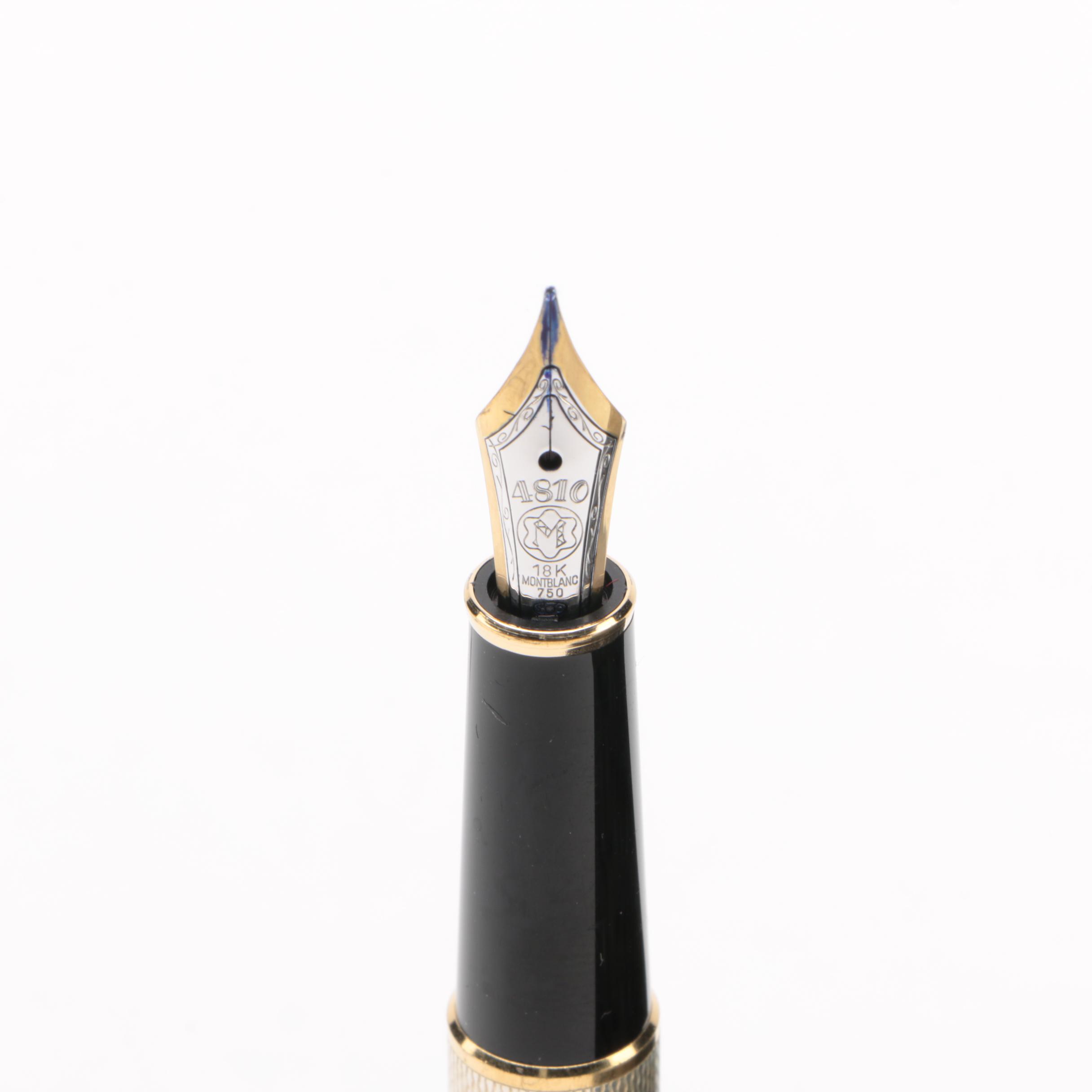 Montblanc Meisterstück Solitaire Sterling Silver Fountain Pen with Original Box