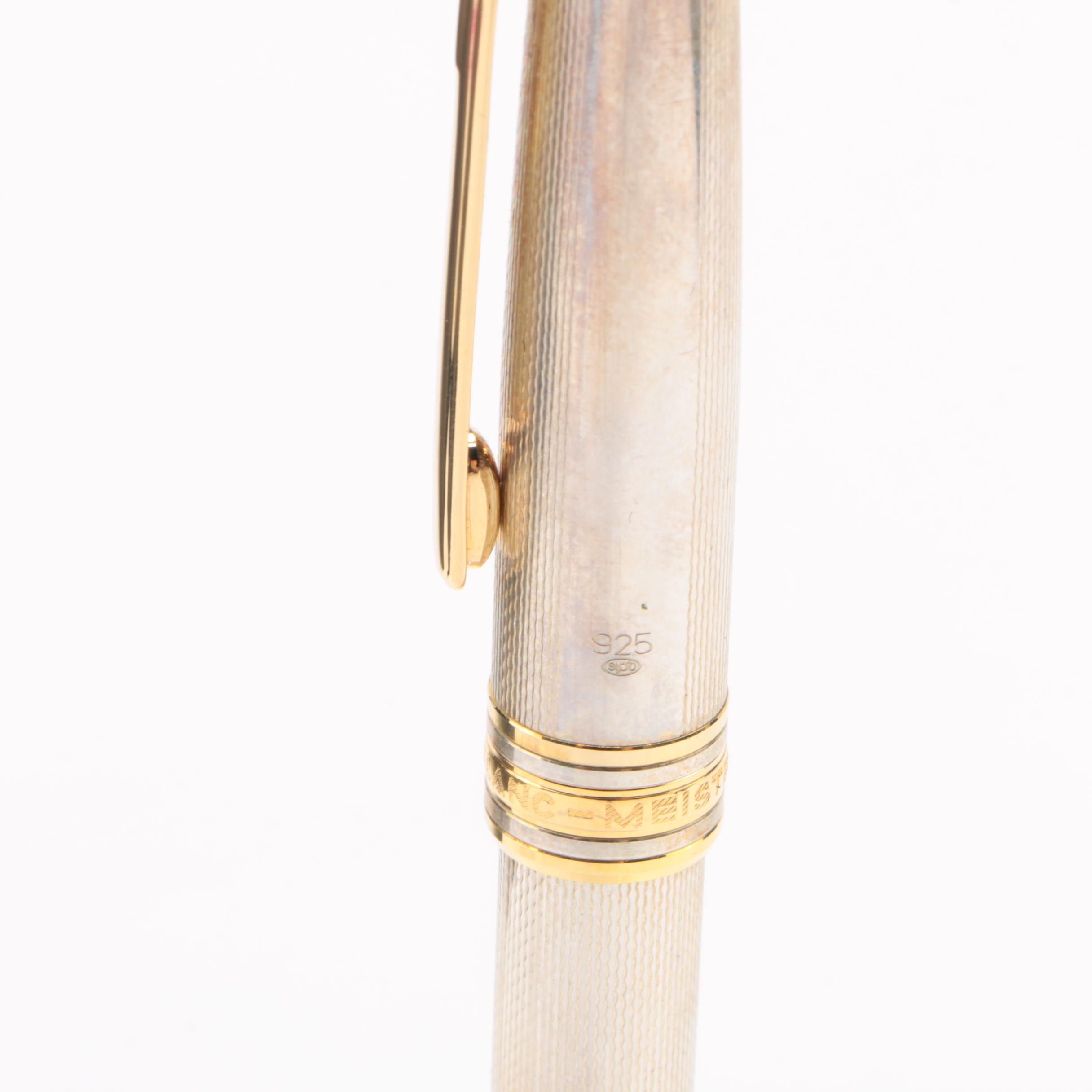 Montblanc Meisterstück Solitaire Sterling Silver Fountain Pen with Original Box