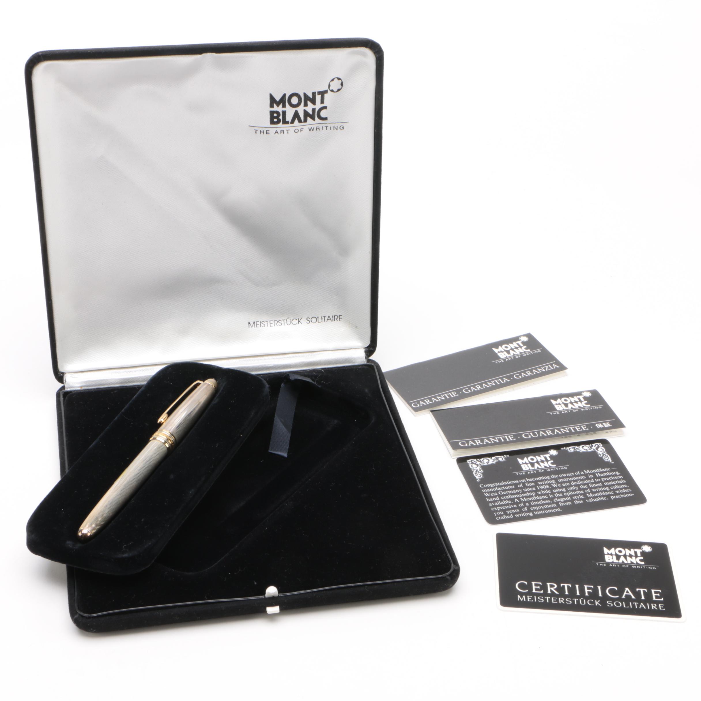 Montblanc Meisterstück Solitaire Sterling Silver Fountain Pen with Original Box