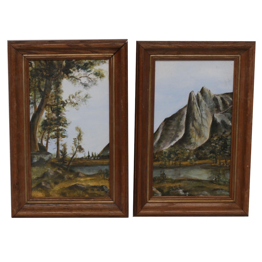 Mountainside Landscape Oil Paintings