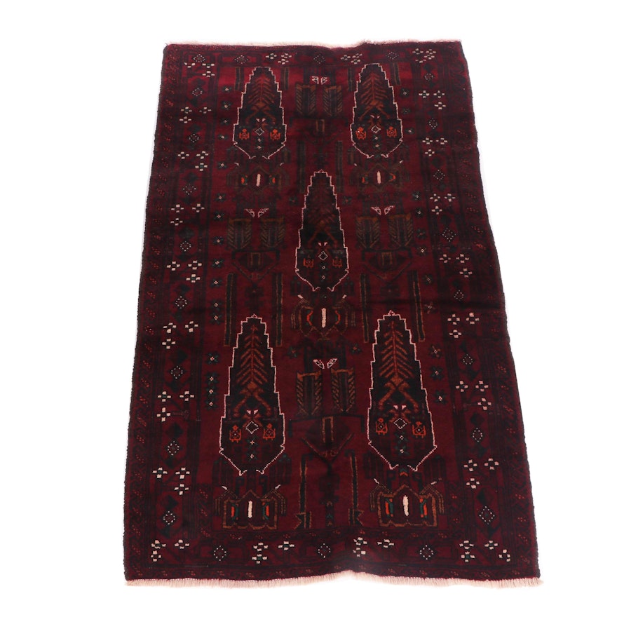 Hand-Knotted Afghani Baluch Wool Rug