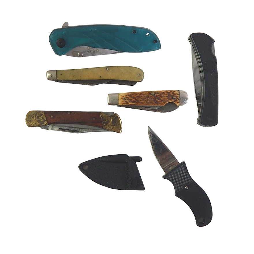 Assorted Folding Knives with Case Underline, Camillus, Bullet