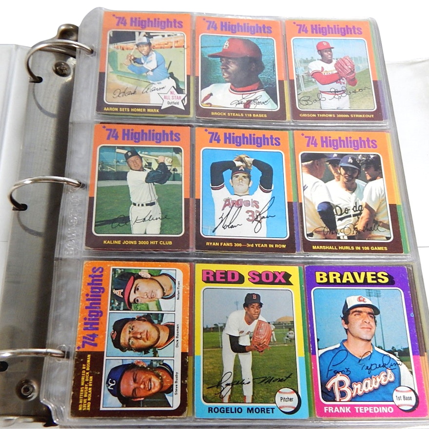 Complete 1975 Topps Baseball Card Set in Album with Aaron, Ryan and More