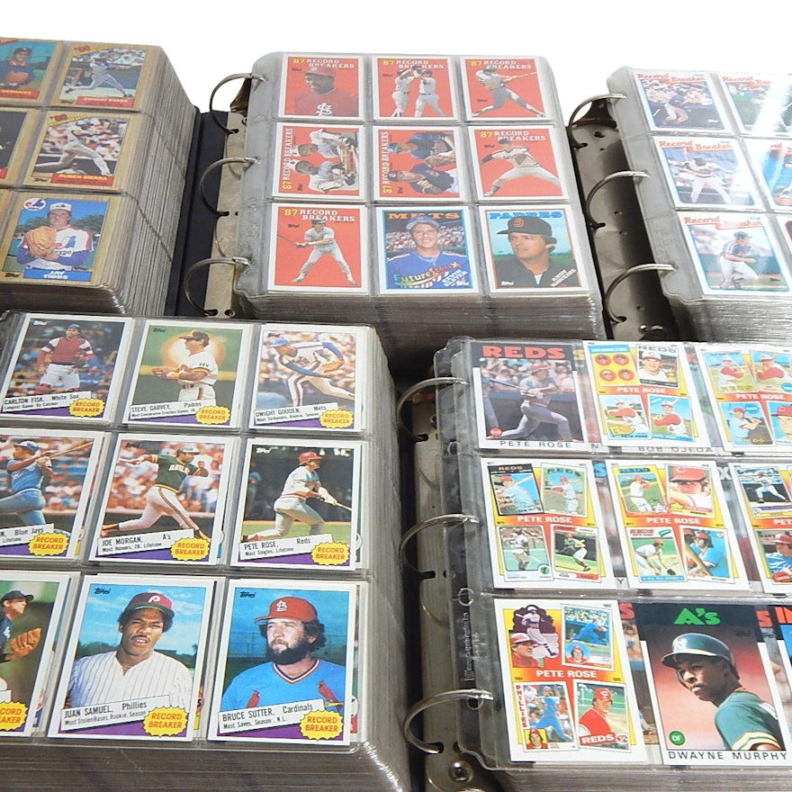 Complete Topps Baseball Card Sets in Albums, 1985, 1986, 1987, 1988, 1989