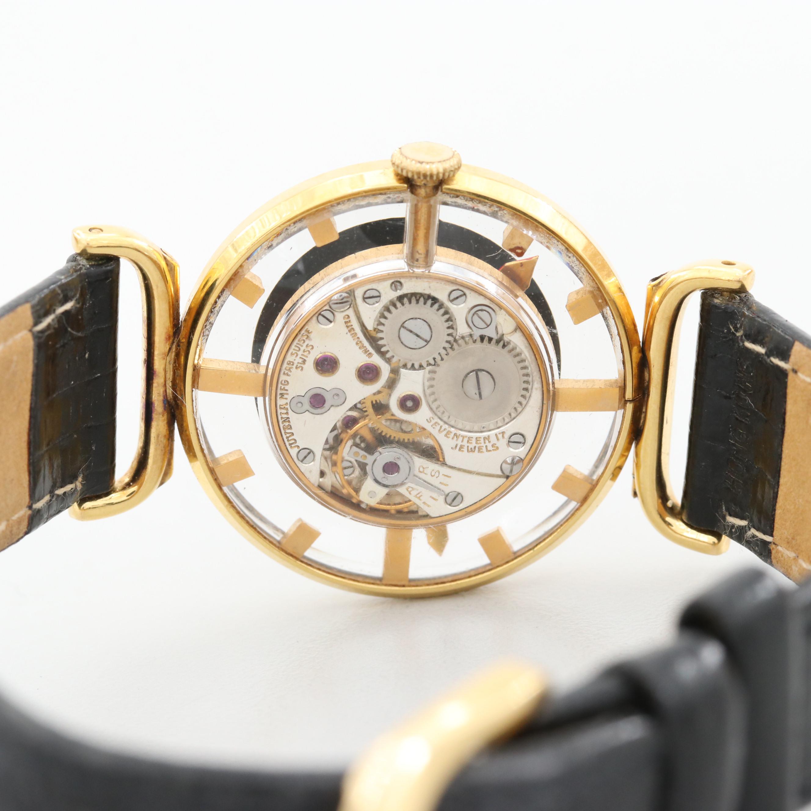 Juvenia Gold Tone Skeleton Watch