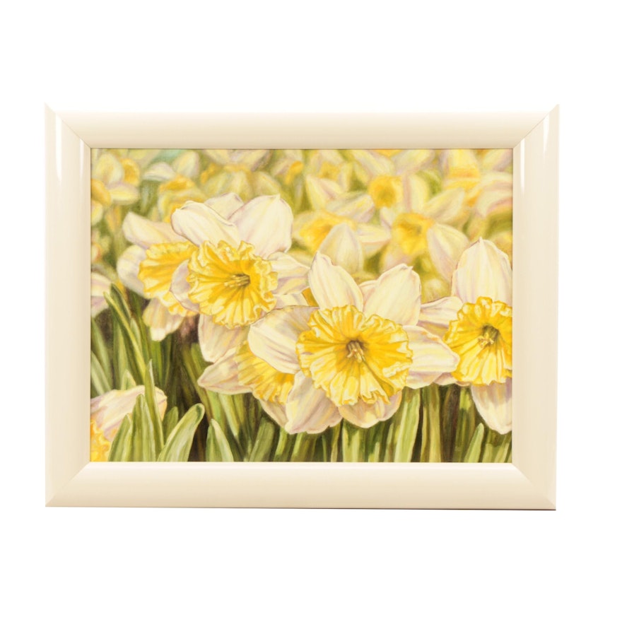 Photorealist Oil Painting of Daffodils