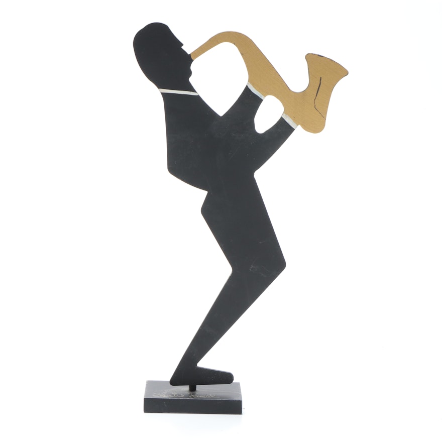 Claudine Buell Steel Sculpture of a Saxophone Player