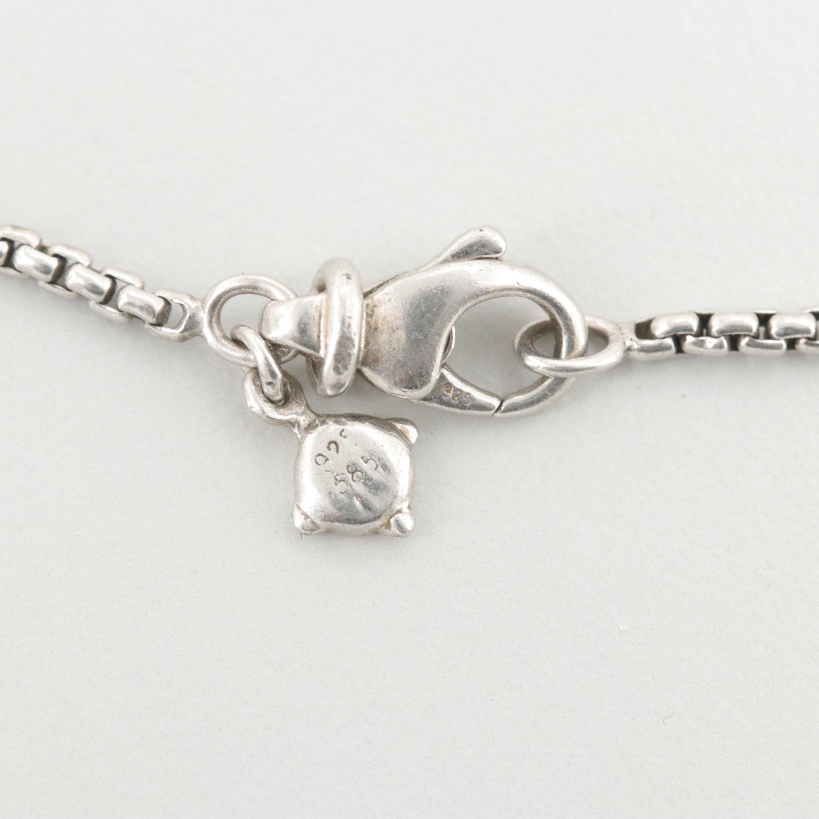 David Yurman Sterling Silver Amethyst Cross Pendant Necklace