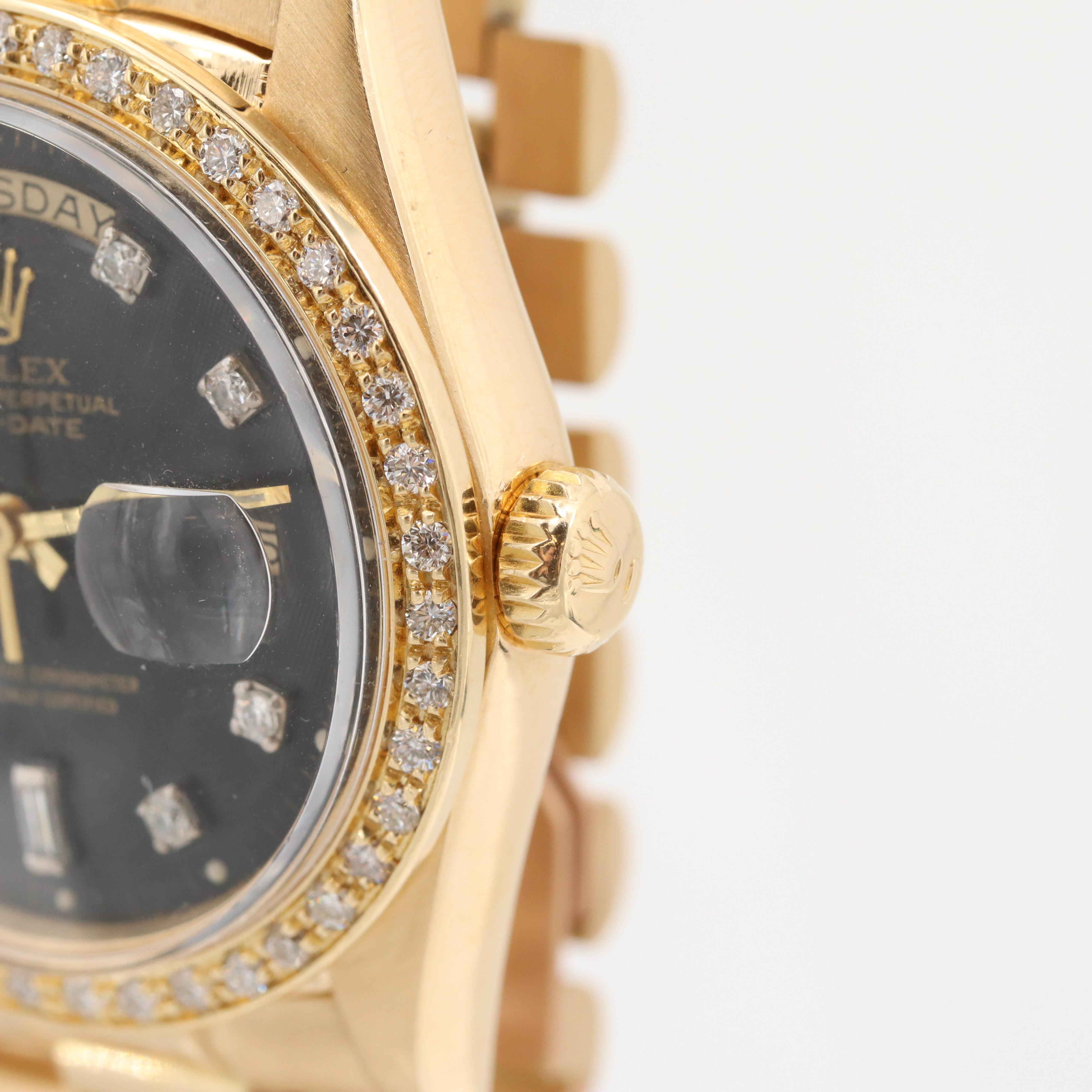 18K Gold Rolex Day Date "President" Model 1803 With 1.13 CTW Diamonds