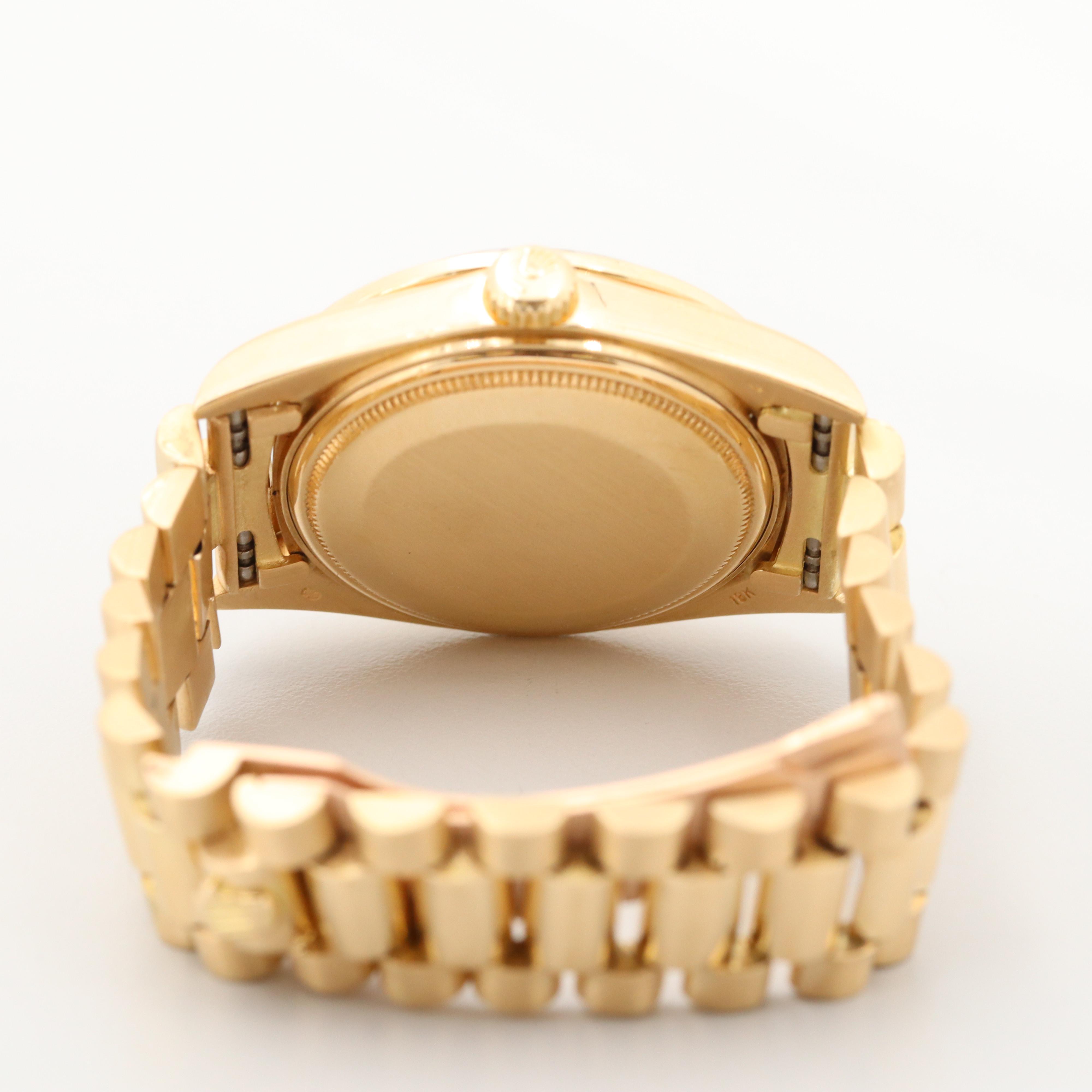 18K Gold Rolex Day Date "President" Model 1803 With 1.13 CTW Diamonds