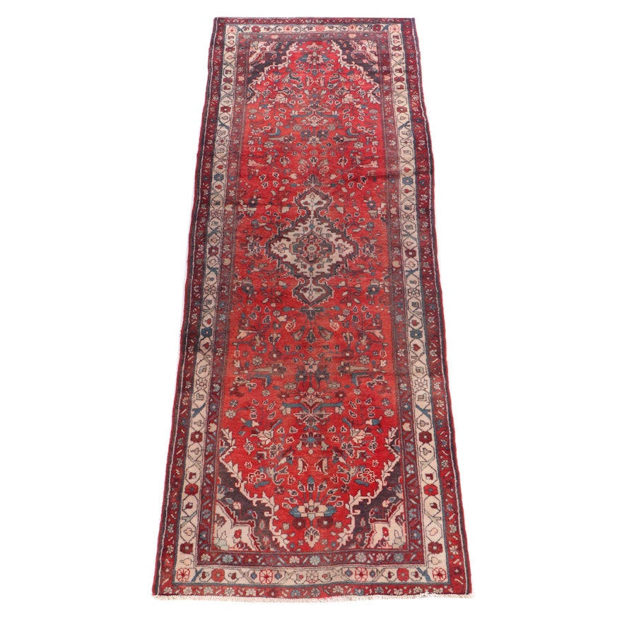 Hand-Knotted Persian Hamadan Wool Carpet Runner