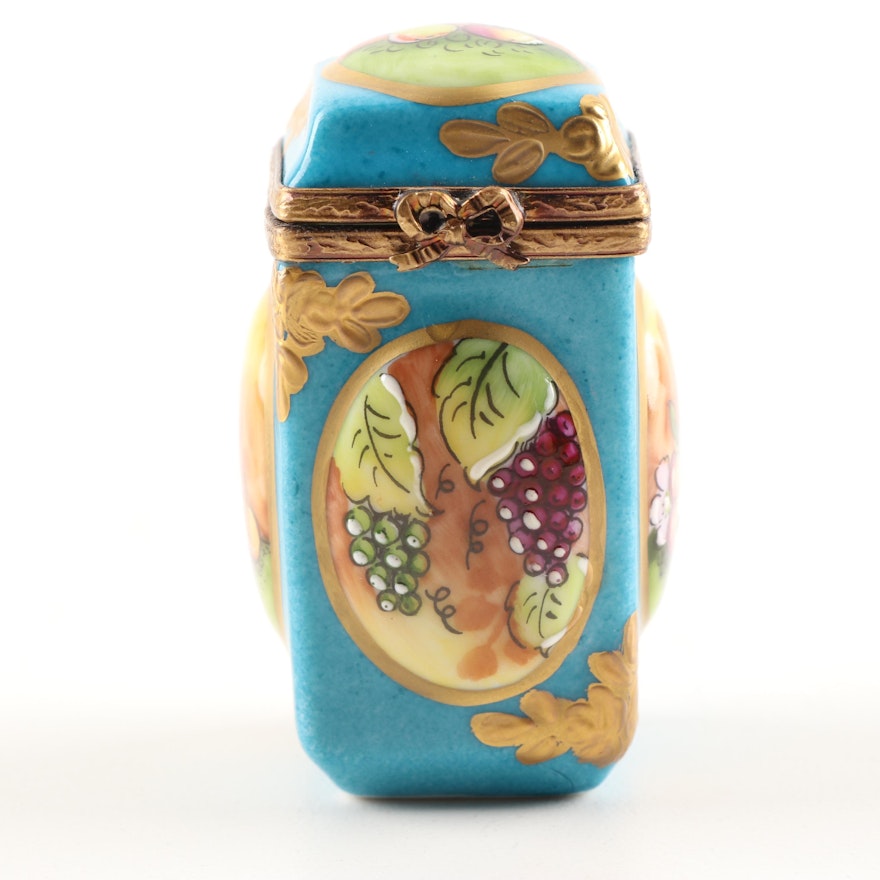 Limoges Hand-Painted Porcelain Limited Edition Decorative Fruit Trinket Box