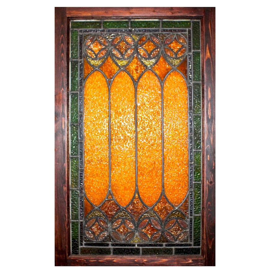 Vintage Stained Glass Window Panel