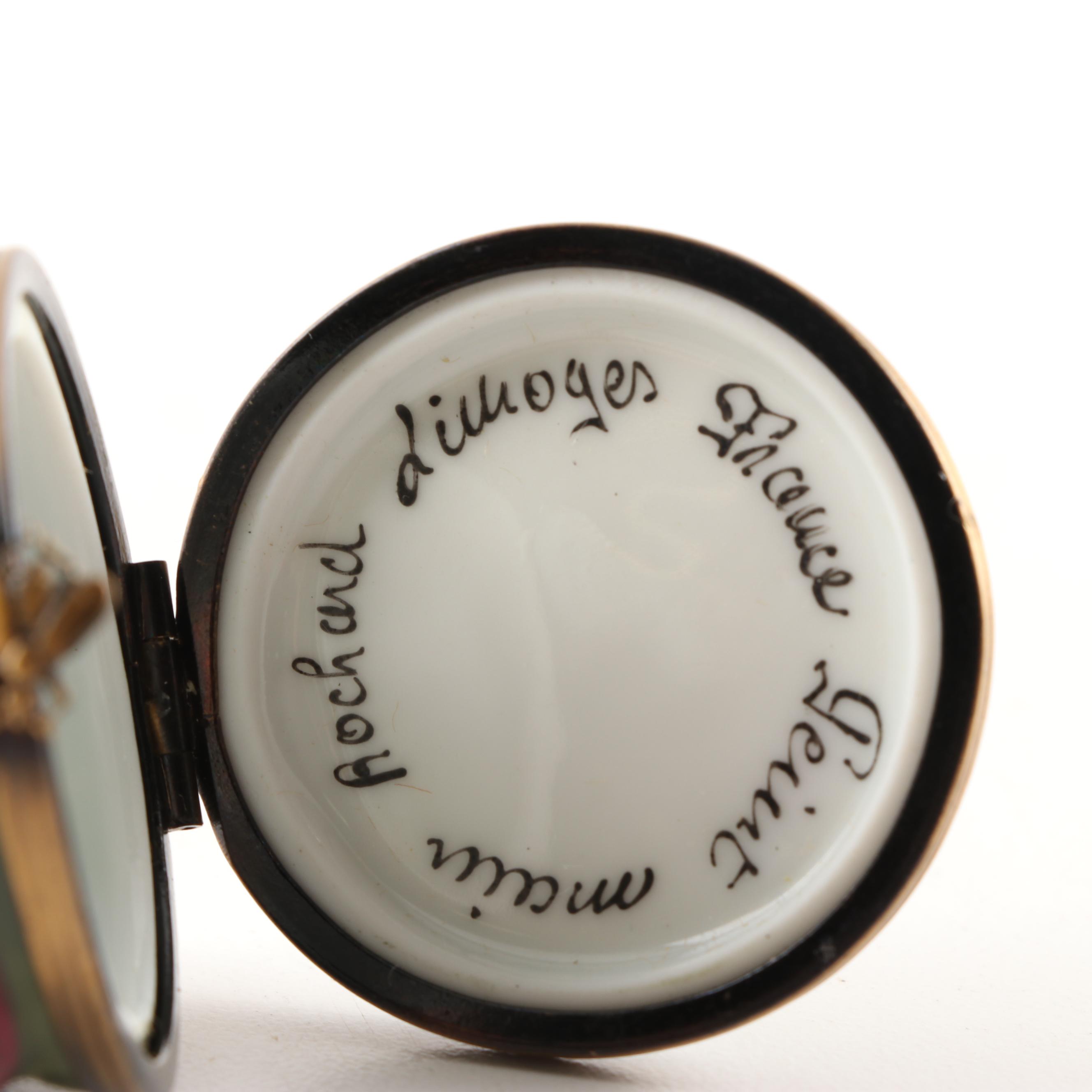 Rochard Limoges Hand-Painted Porcelain Cherries Trinket Box