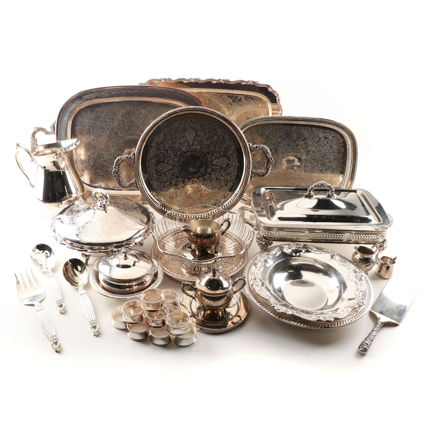 Silver Plate Serving Pieces Including Wallace and Oneida