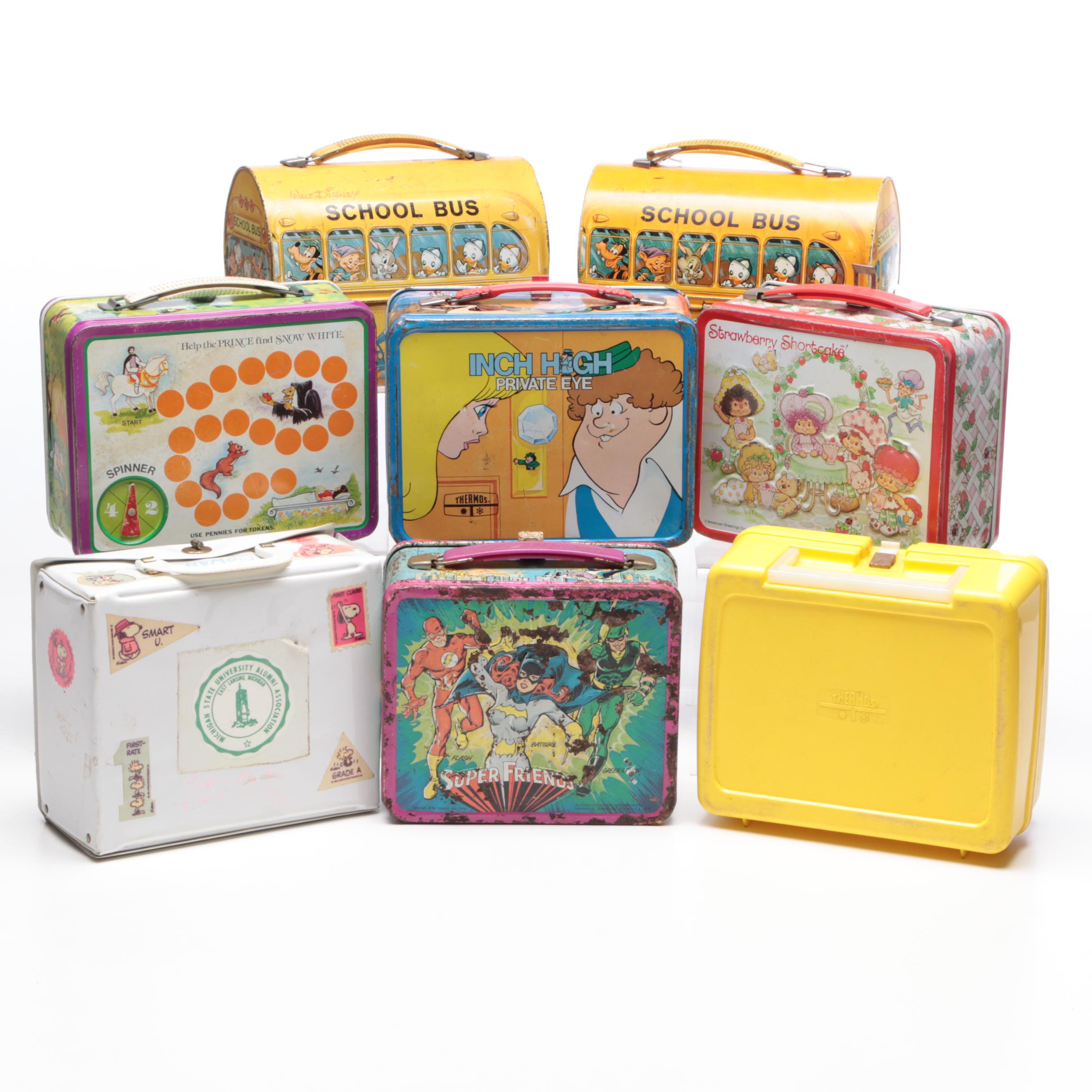 Metal and Plastic Lunch Boxes Including Donnie and Marie Osmond, Mid-Century