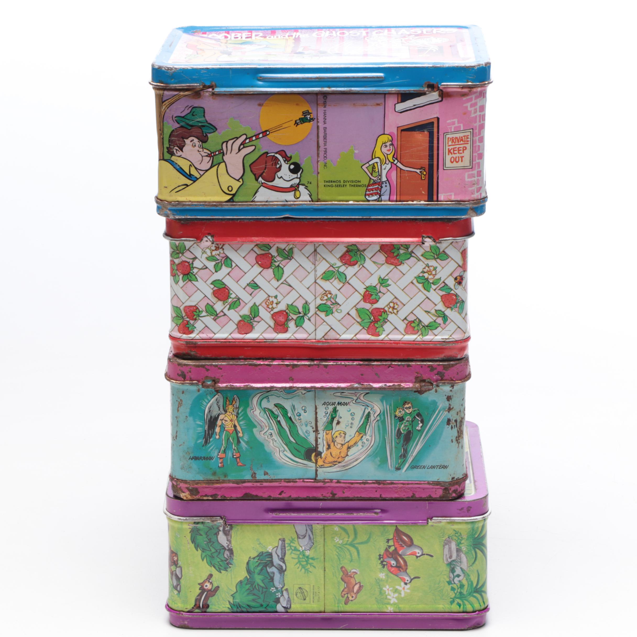 Metal and Plastic Lunch Boxes Including Donnie and Marie Osmond, Mid-Century